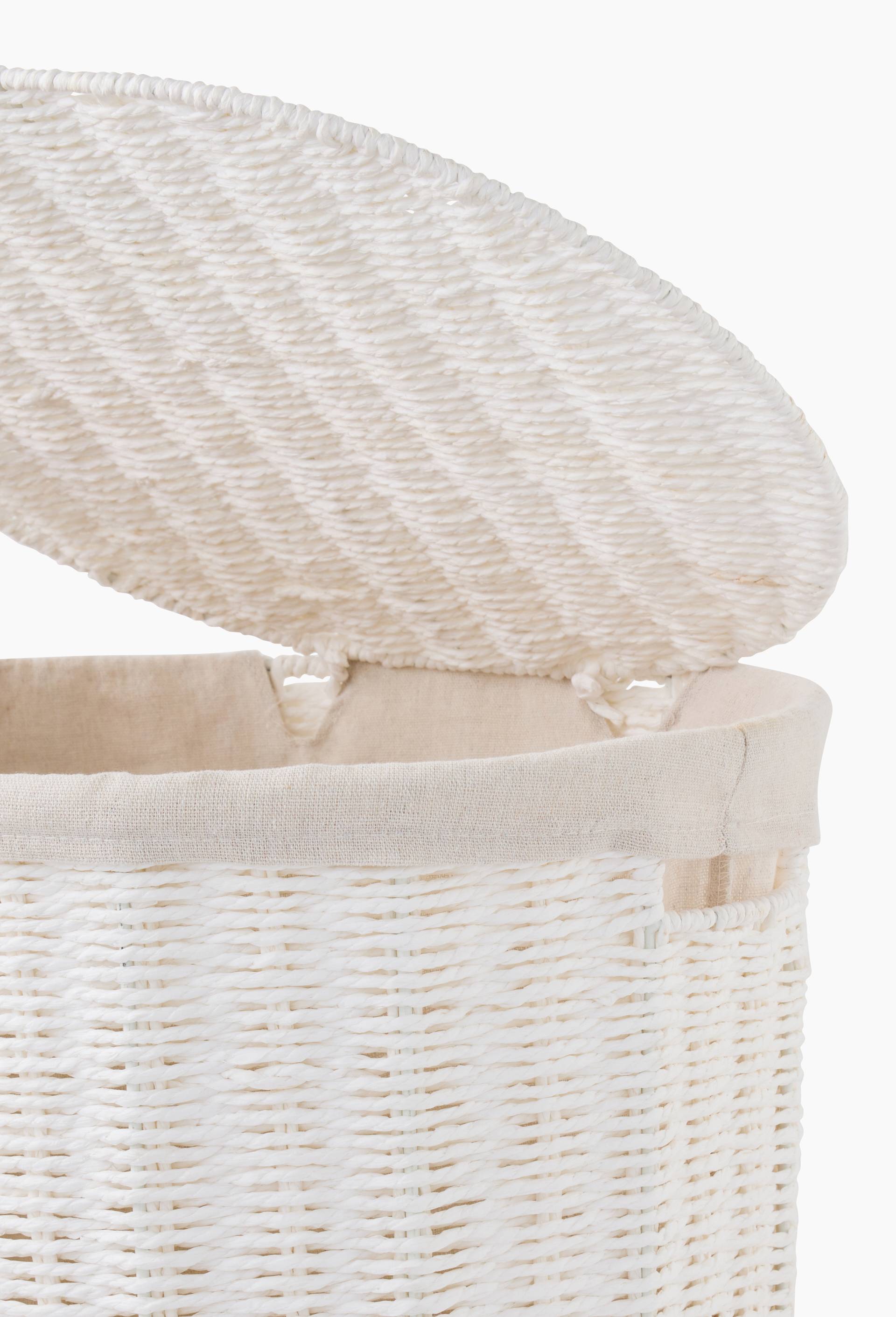 Panier oval haut en papier, 42x30xH52cm, Blanc, large image number 1