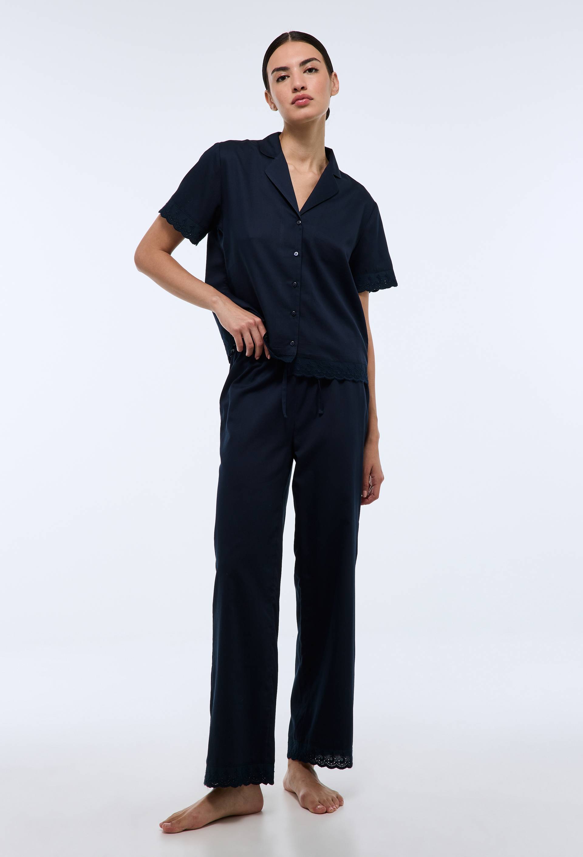 Pyjama uni en coton BIO GOTS, Bleu fonc&eacute;, large image number 0