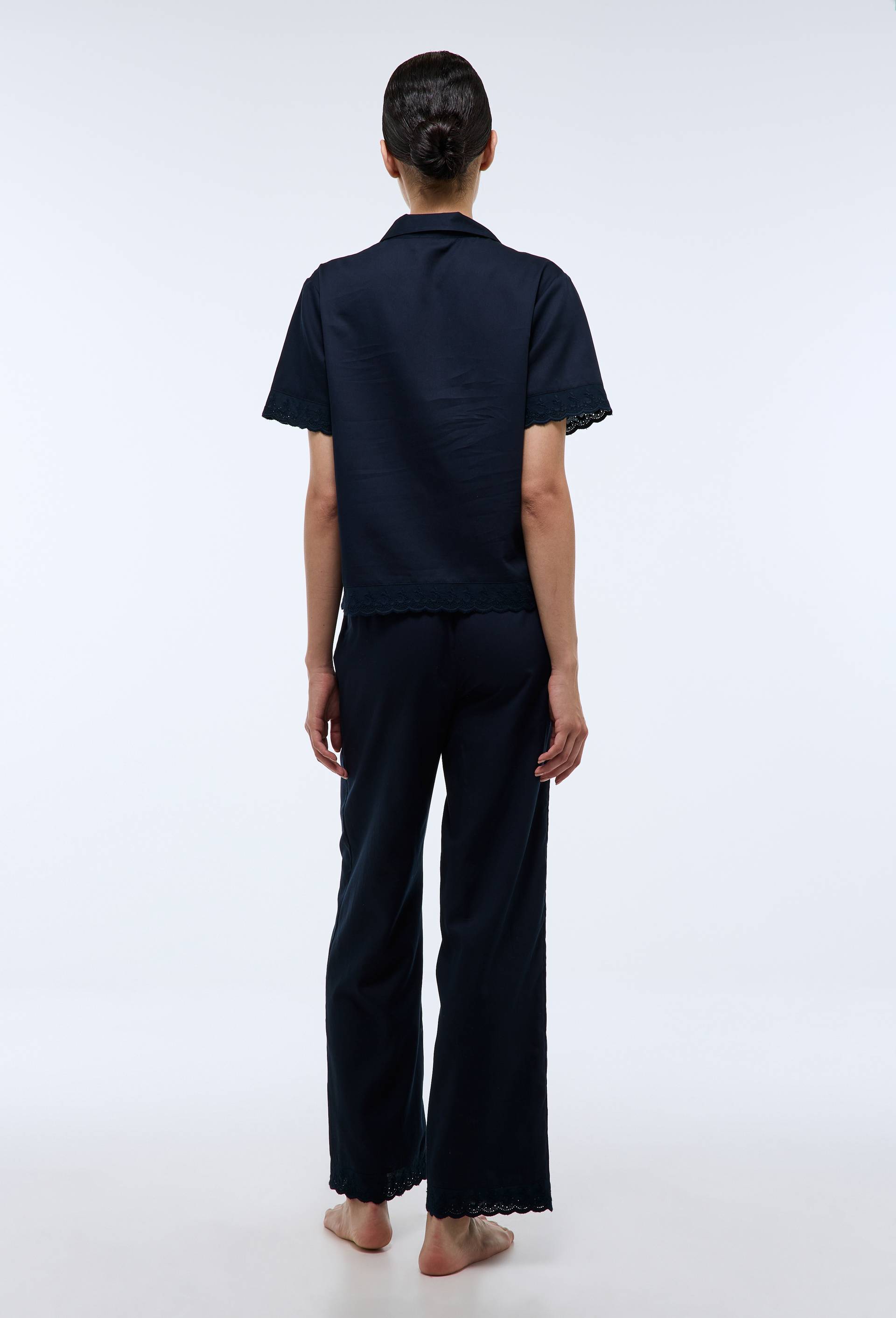Pyjama uni en coton BIO GOTS, Bleu fonc&eacute;, large image number 1.0