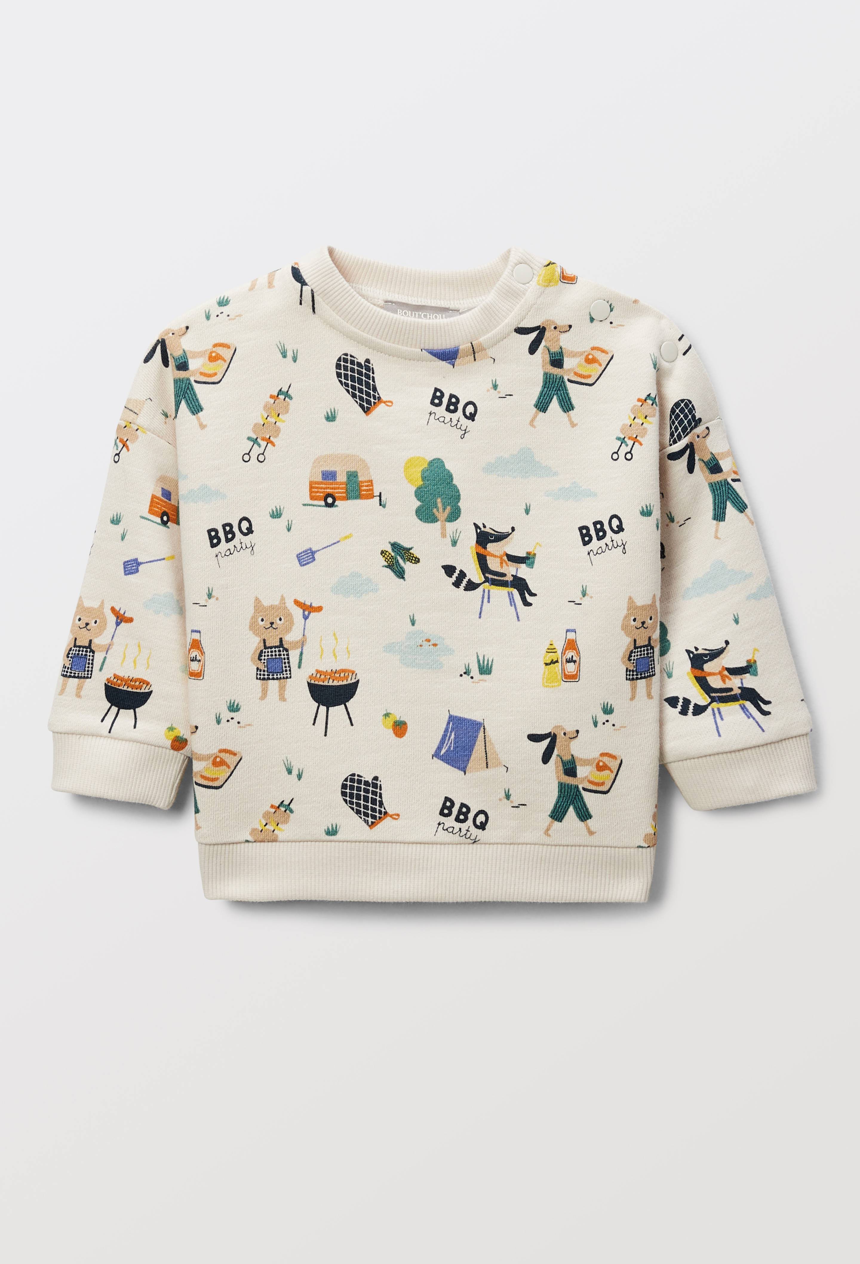 Sweat imprim&eacute; en coton BIO GOTS, Beige clair, large image number 0.0