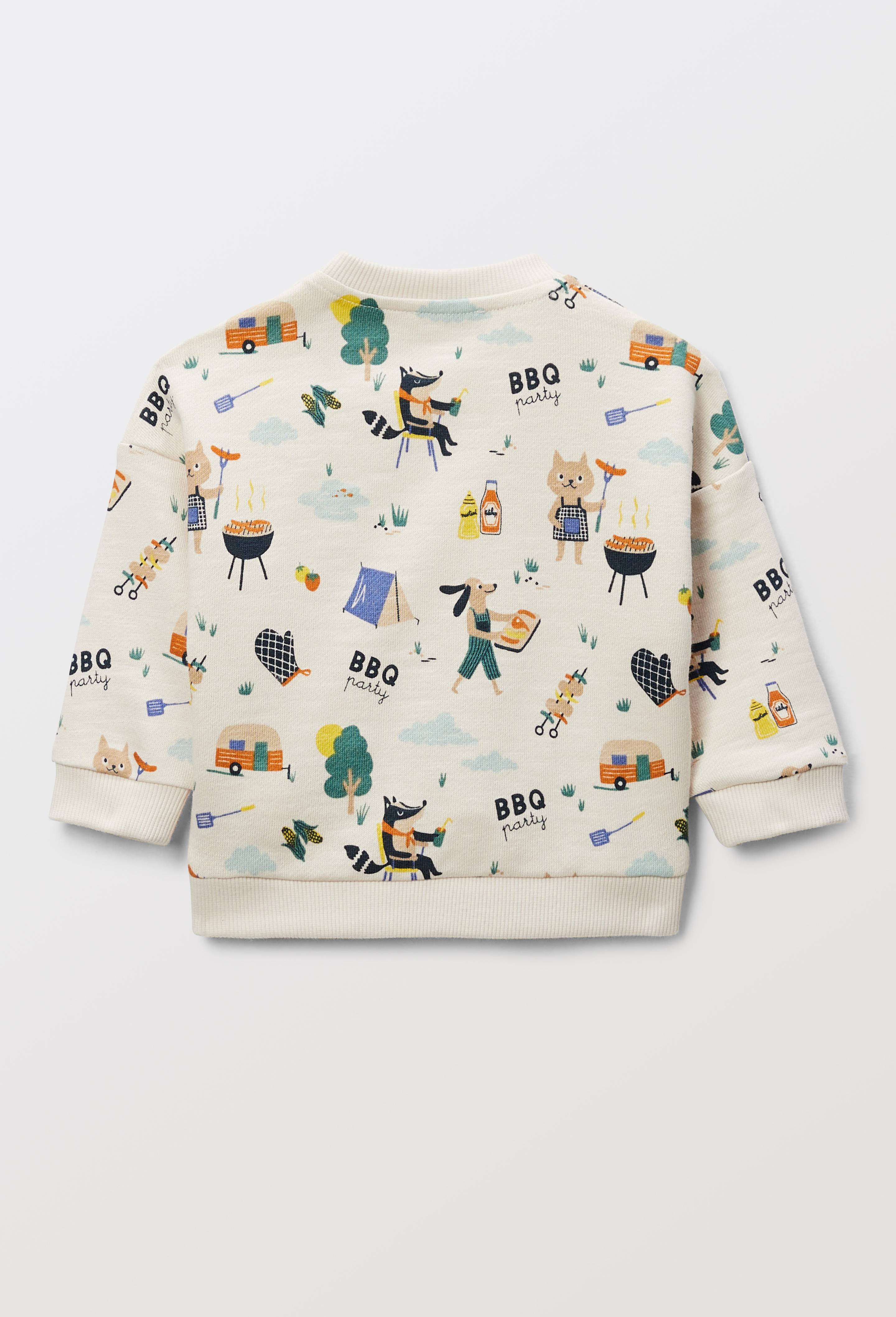 Sweat imprim&eacute; en coton BIO GOTS, Beige clair, large image number 1.0