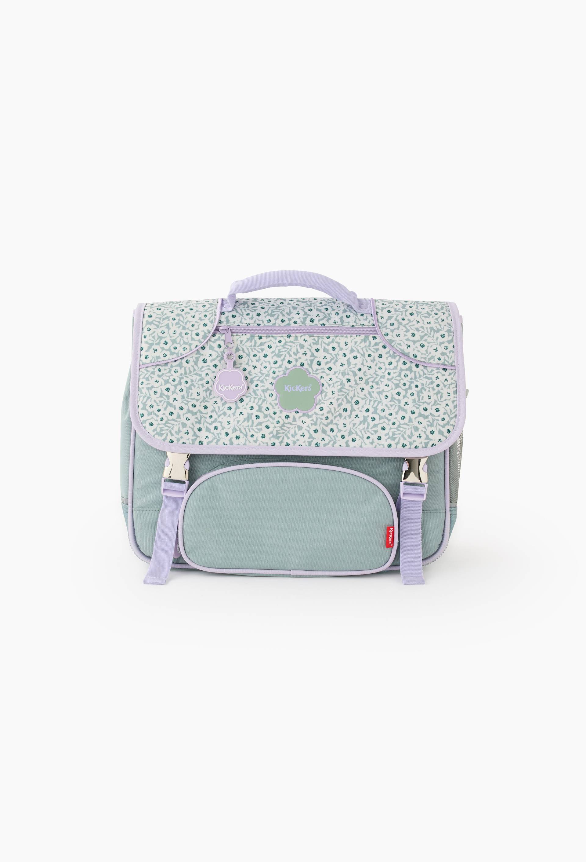 Cartable &agrave; fleurs, 38cm, Vert, large image number 0