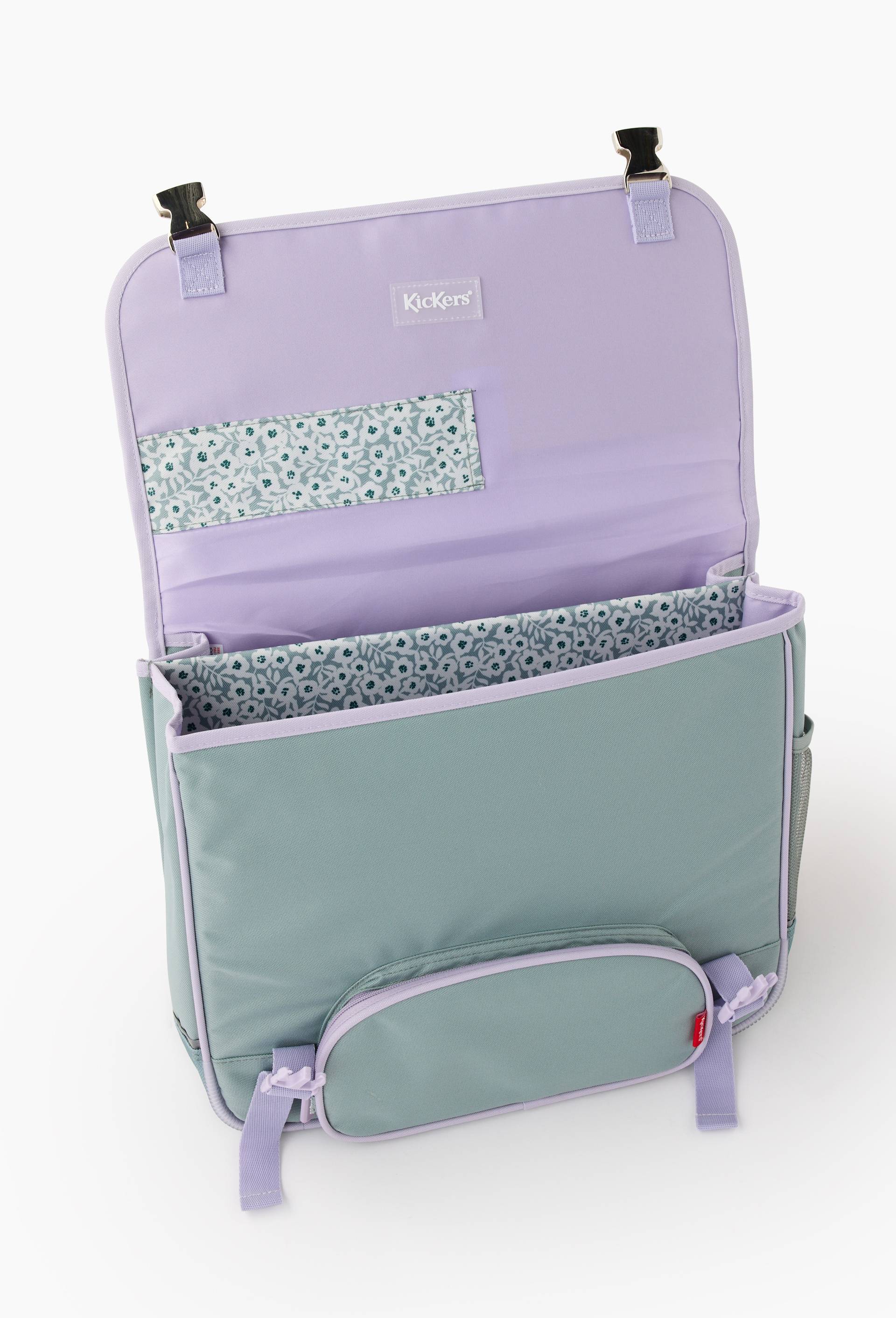 Cartable &agrave; fleurs, 38cm, Vert, large image number 1.0