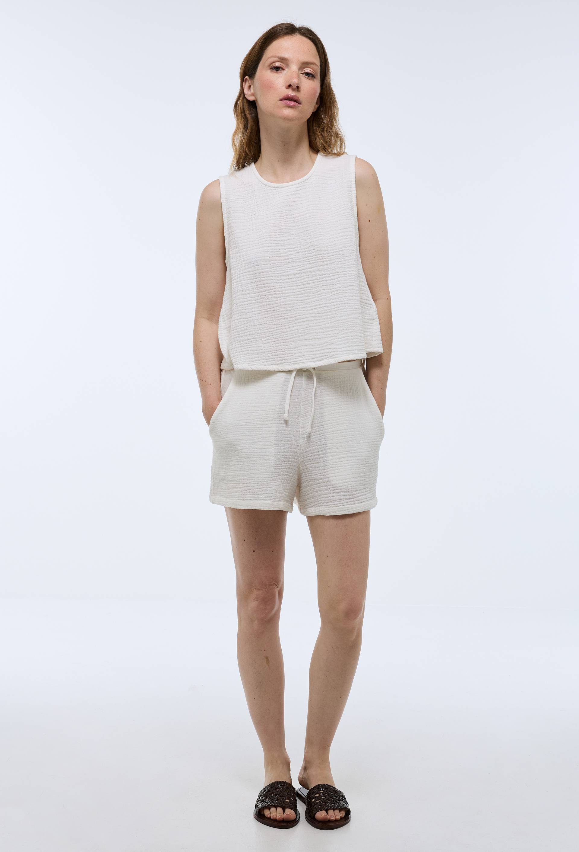 Short en coton BIO GOTS, Ecru, large image number 0