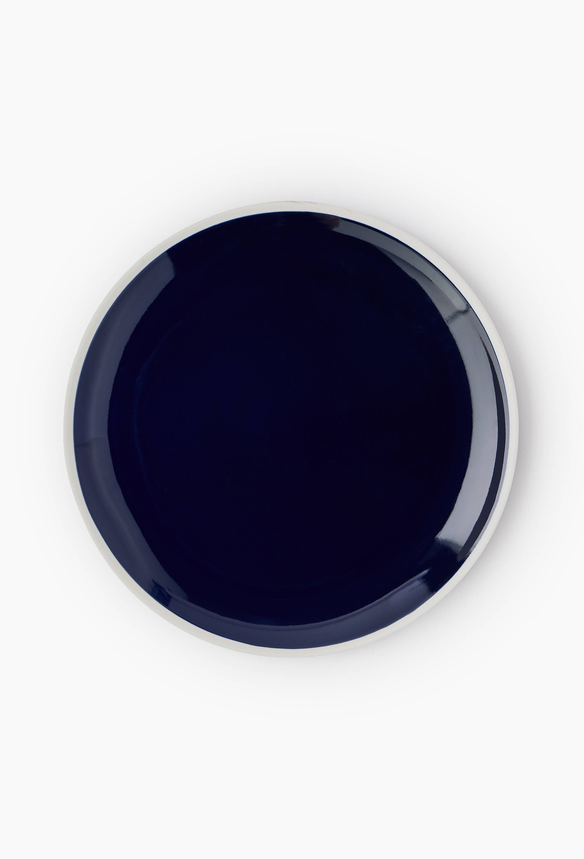 Assiette plate finition biscuit, 26cm, Bleu fonc&eacute;, large image number 0