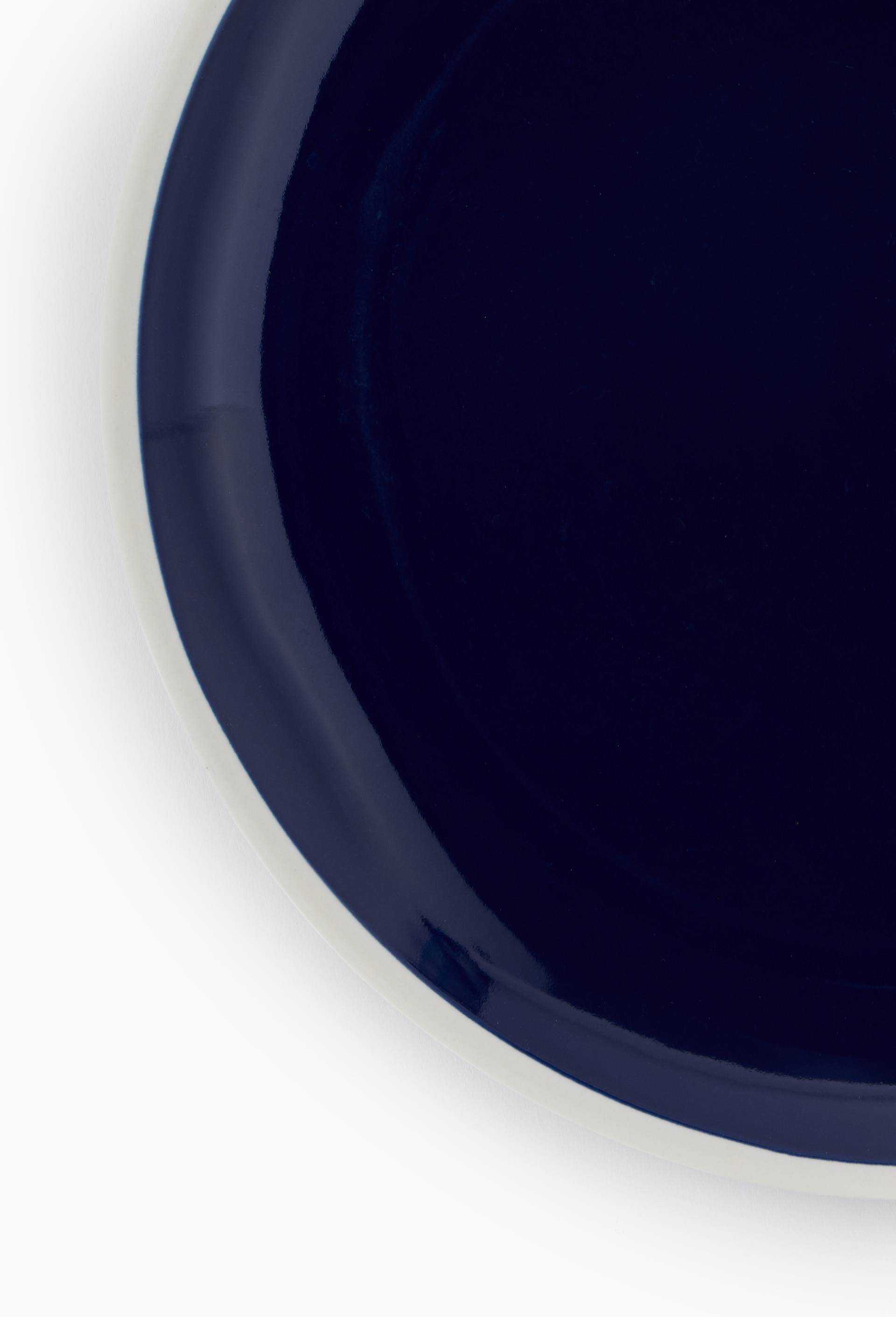 Assiette plate finition biscuit, 26cm, Bleu fonc&eacute;, large image number 1