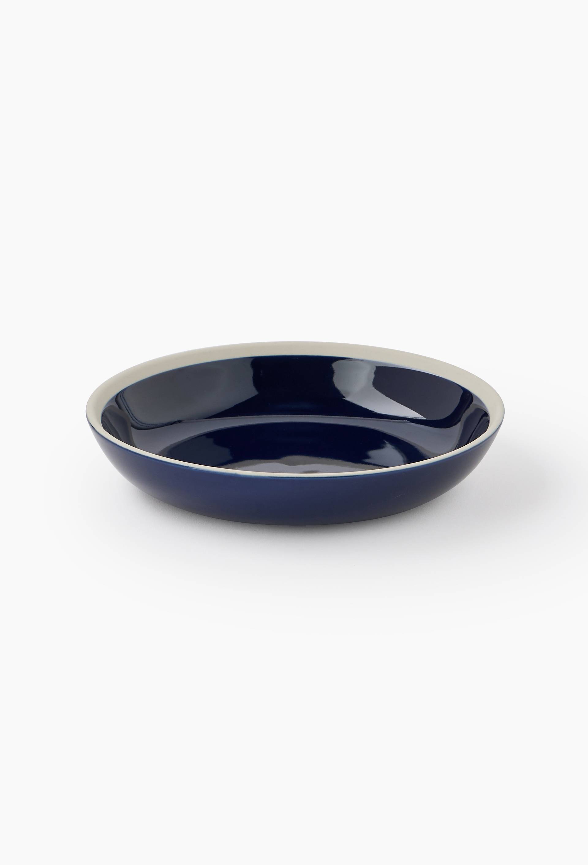 Assiette creuse finition biscuit, 20cm, Bleu fonc&eacute;, large image number 0