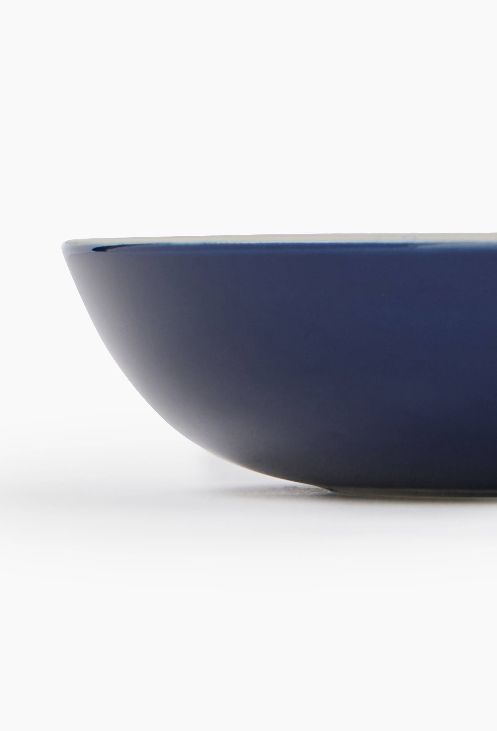 Assiette creuse finition biscuit, 20cm, Bleu fonc&eacute;, large image number 1