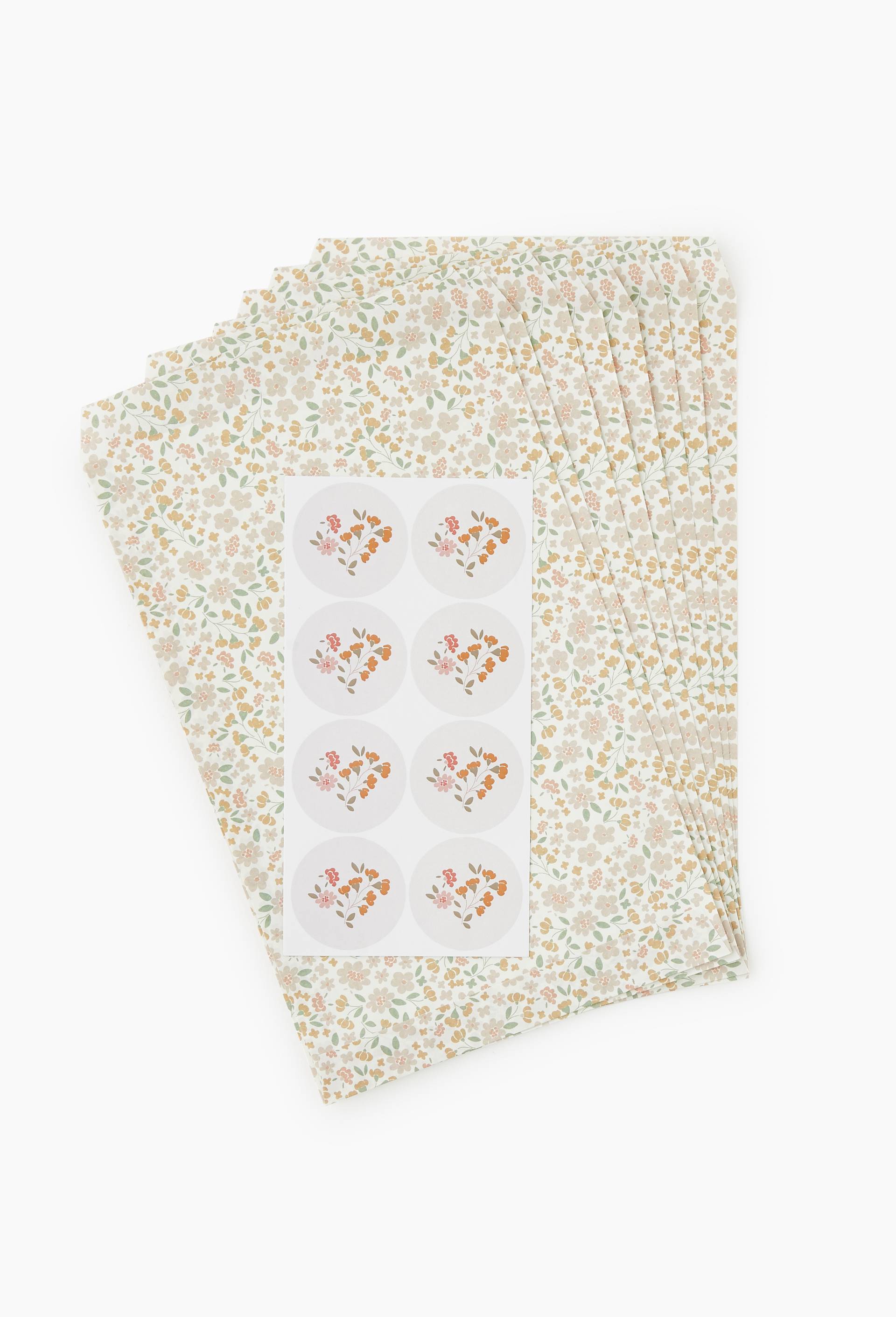 8 pochettes en papier avec stickers fleurs, , large image number 1.0