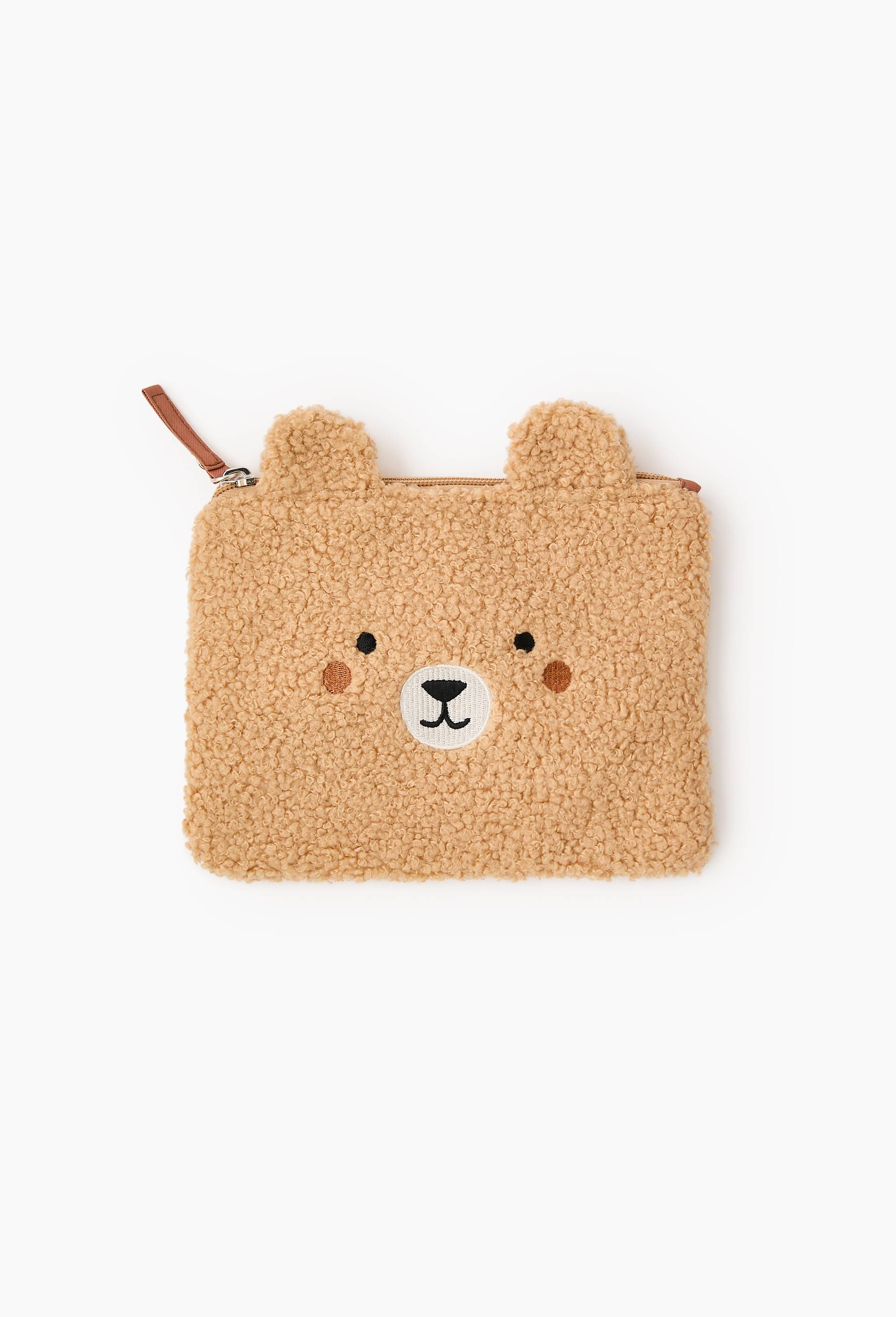 Trousse plate ours sherpa, Brun clair, swatch image