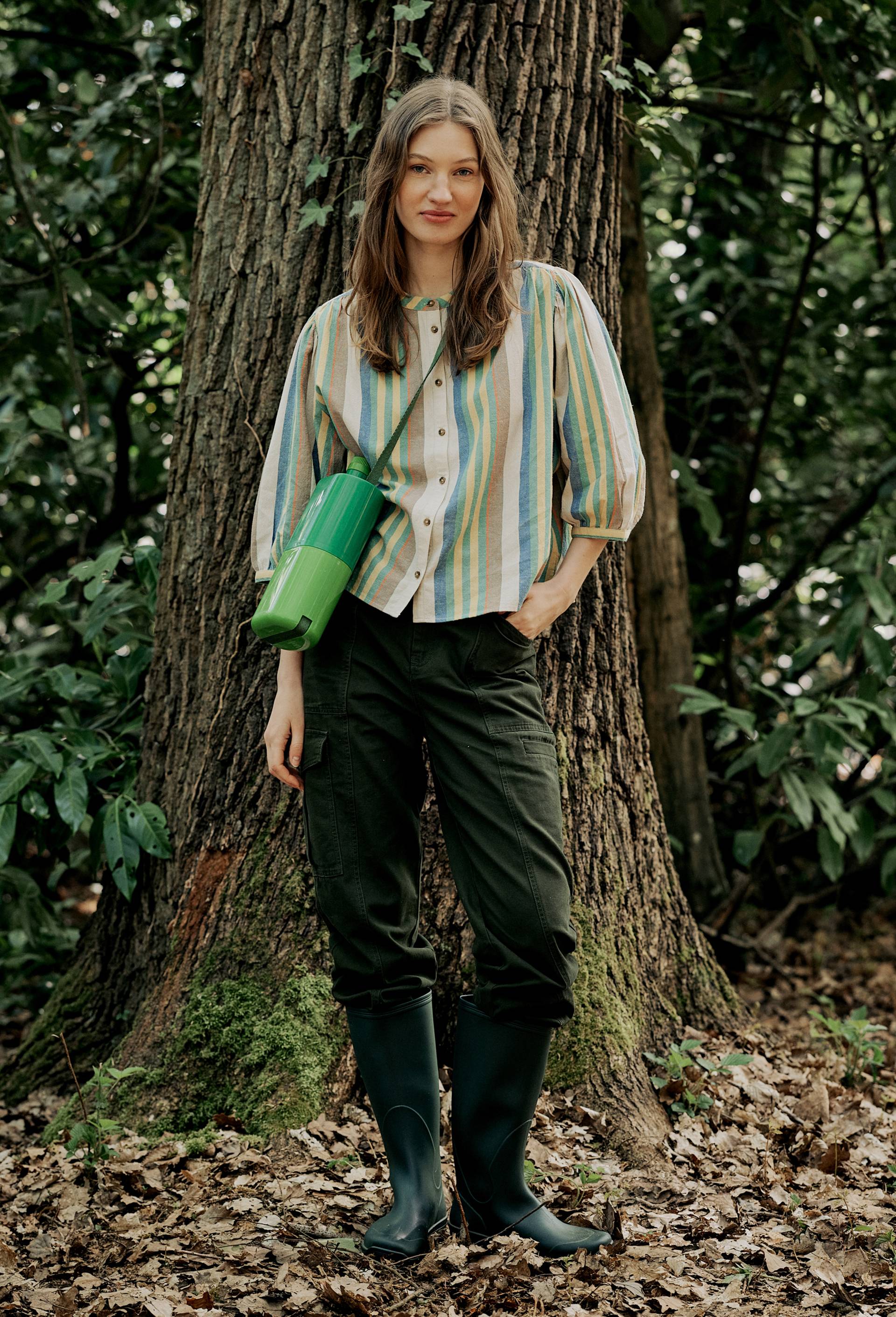 Blouse manches trois quarts rayée contenant du lin - MONOPRIX - Modalova