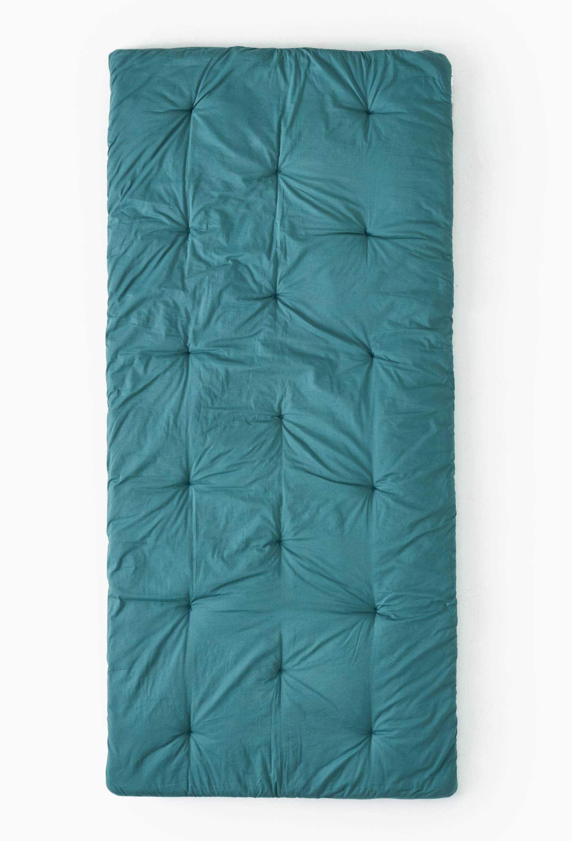 Futon bi-face voile de coton &agrave; carreaux, 80x180cm, 100% coton, Vert, large image number 1