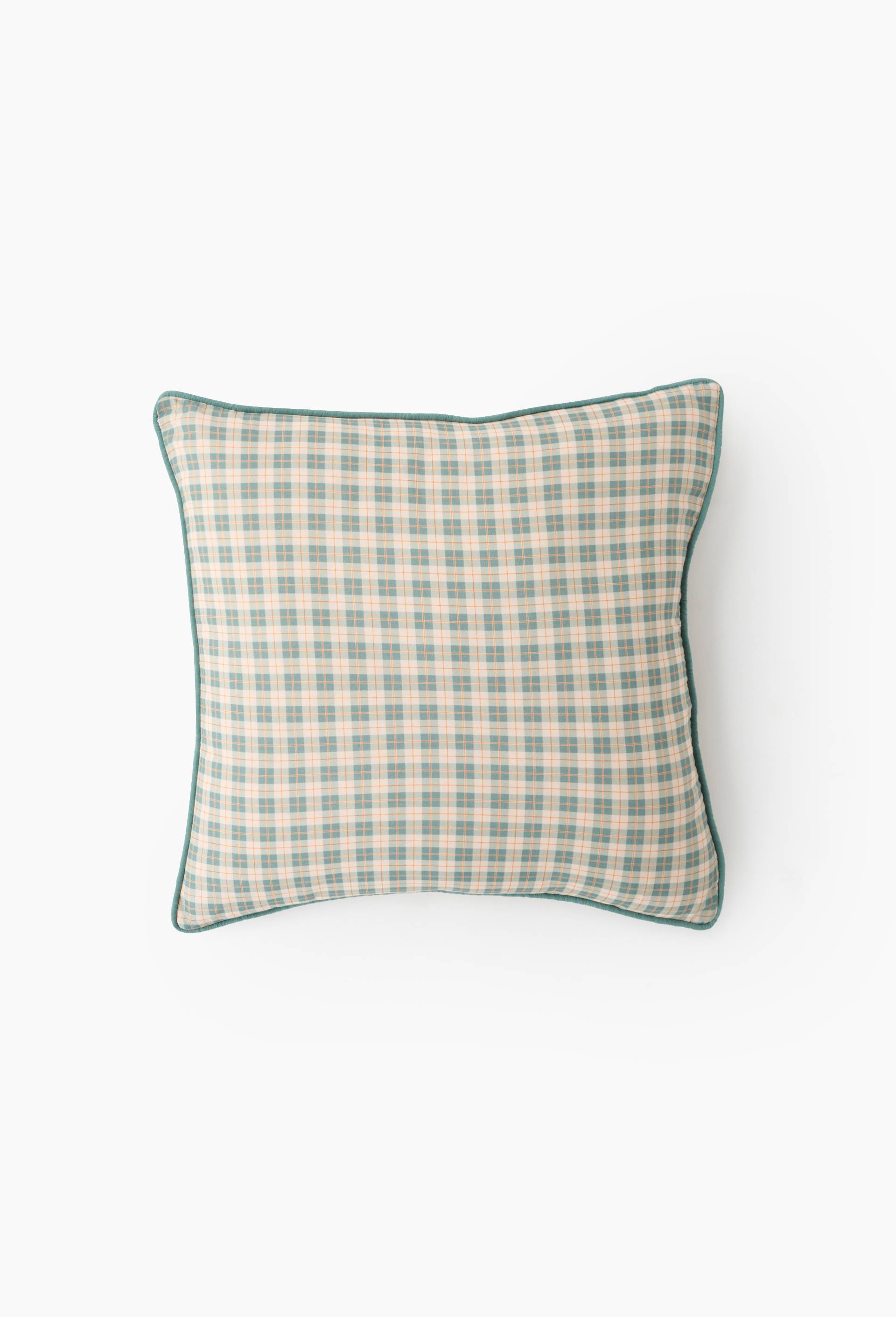 Coussin carr&eacute; en voile de coton, 45x45cm, 100% coton, Vert, large image number 0.0