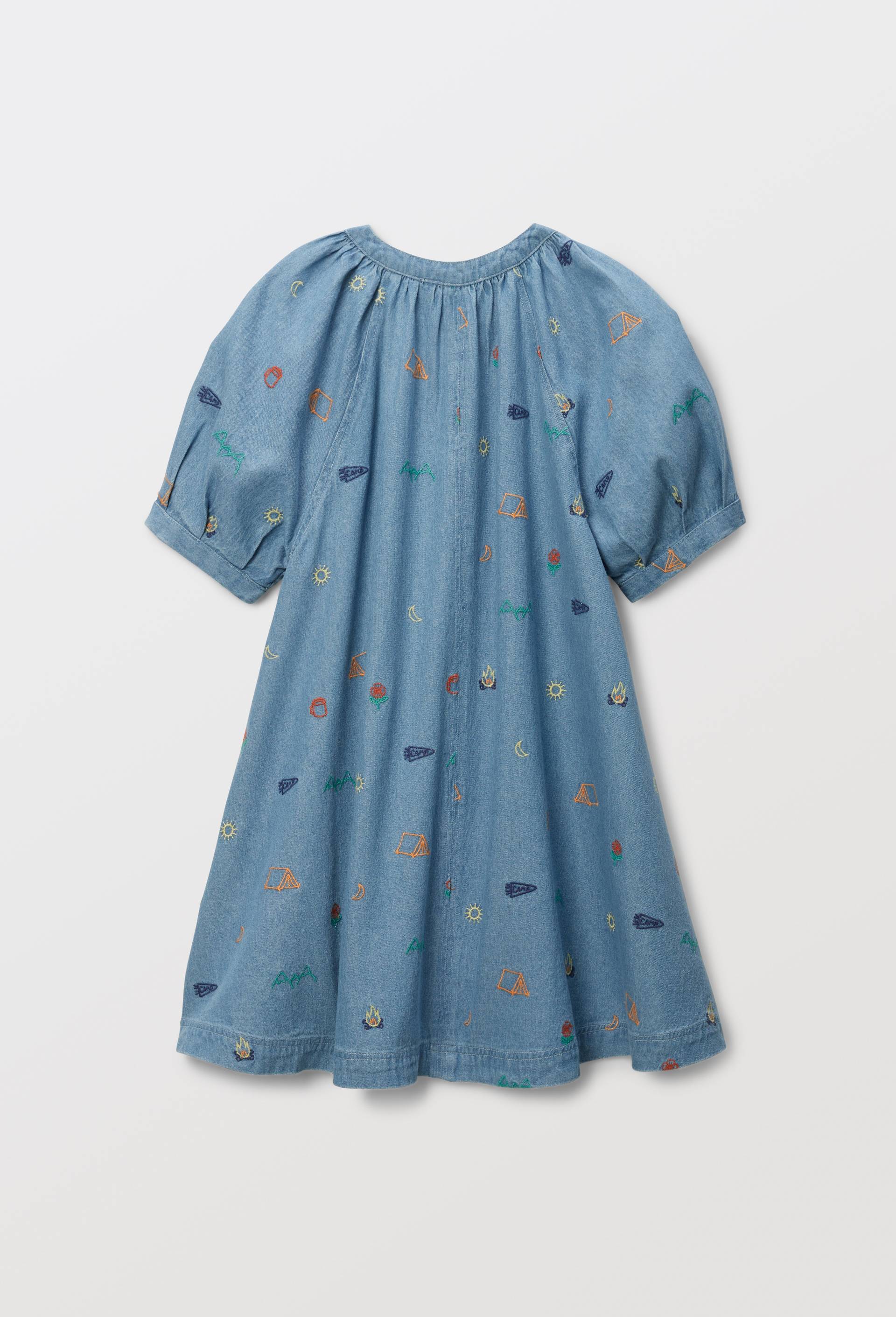 Robe ample et brod&eacute;e en coton, Bleu clair, large image number 3