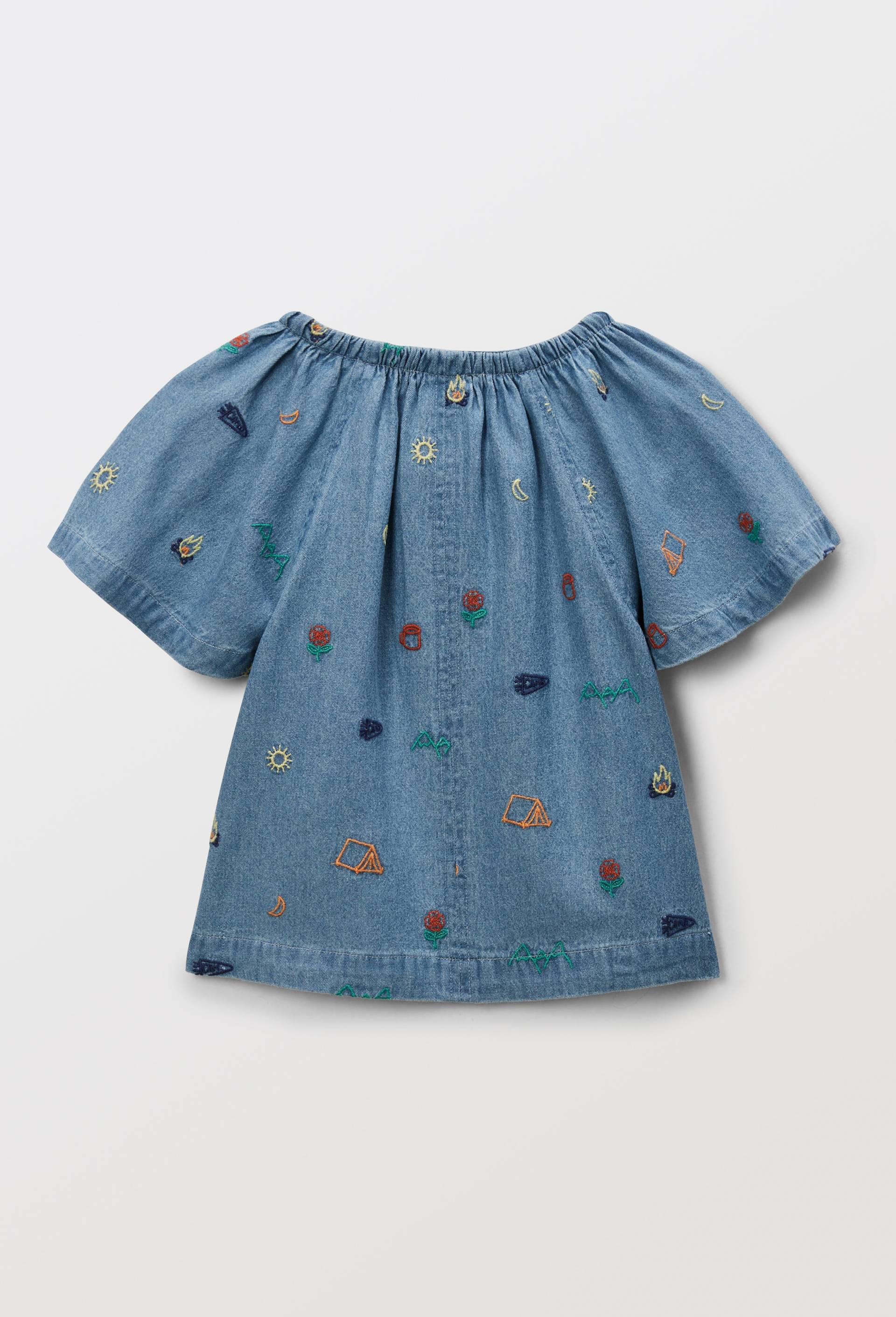 Blouse brod&eacute;e en jean, Bleu clair, large image number 2