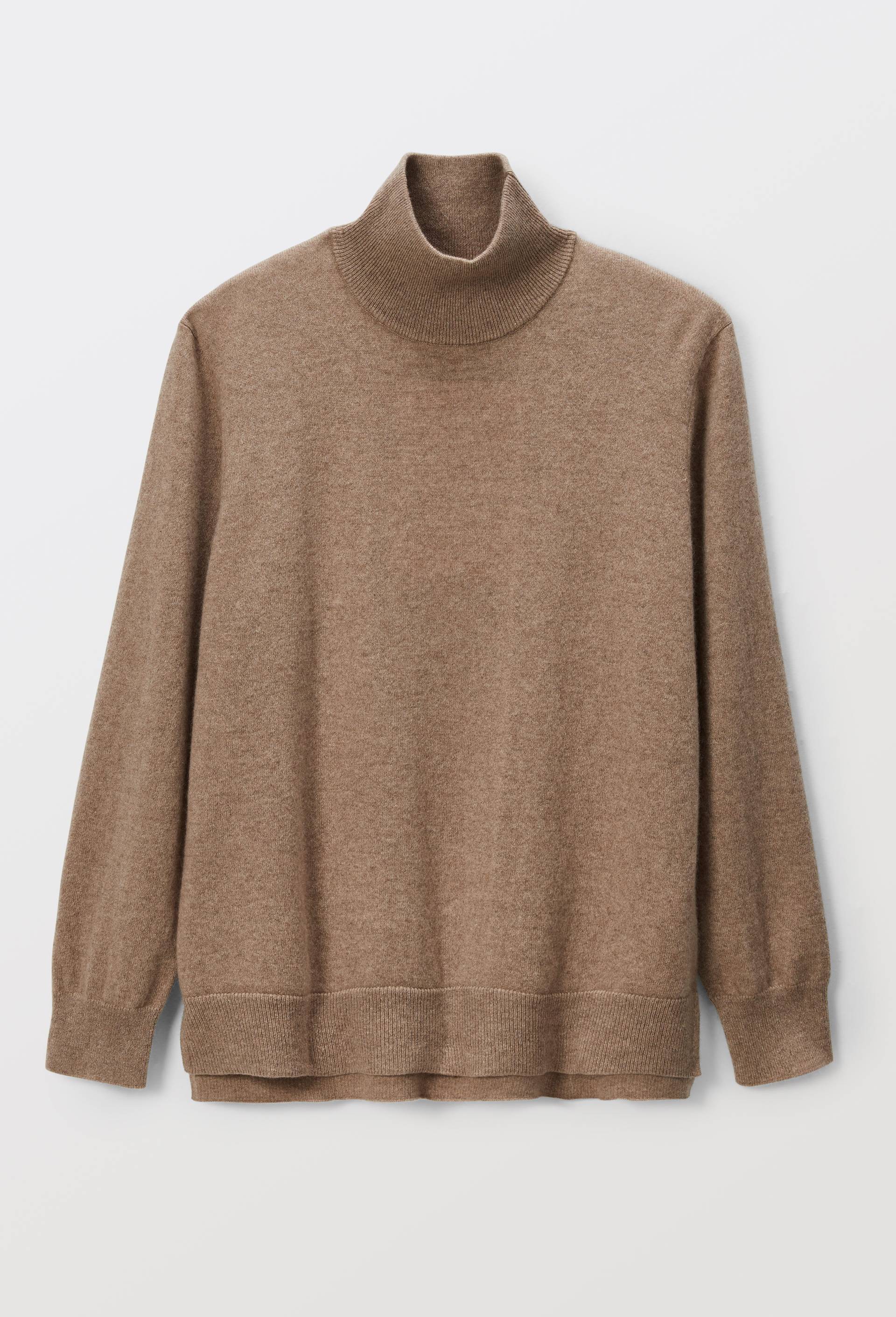 Pull col montant uni en cachemire, Beige, large image number 2