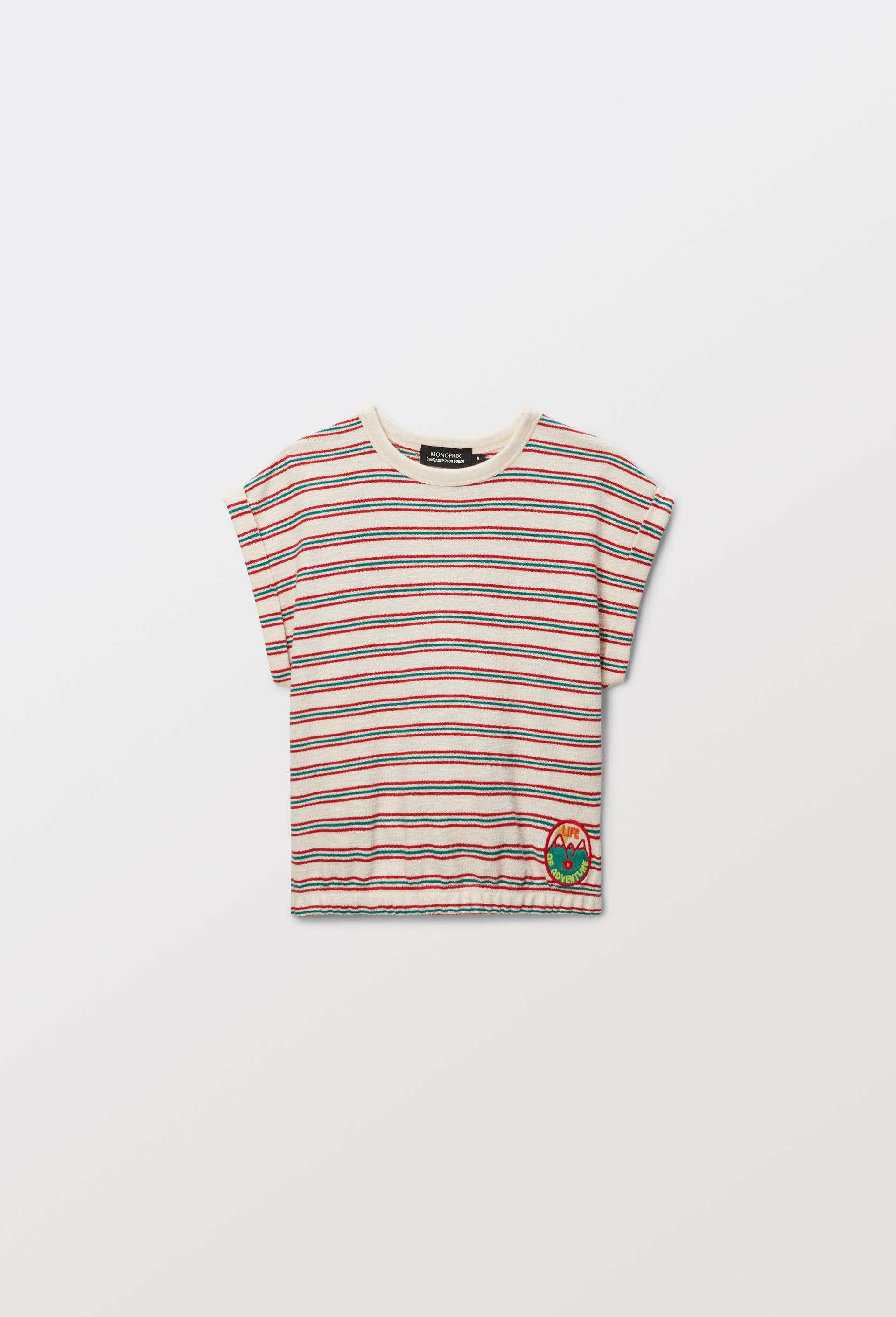 T-shirt ray&eacute; en coton, Ecru, large image number 1
