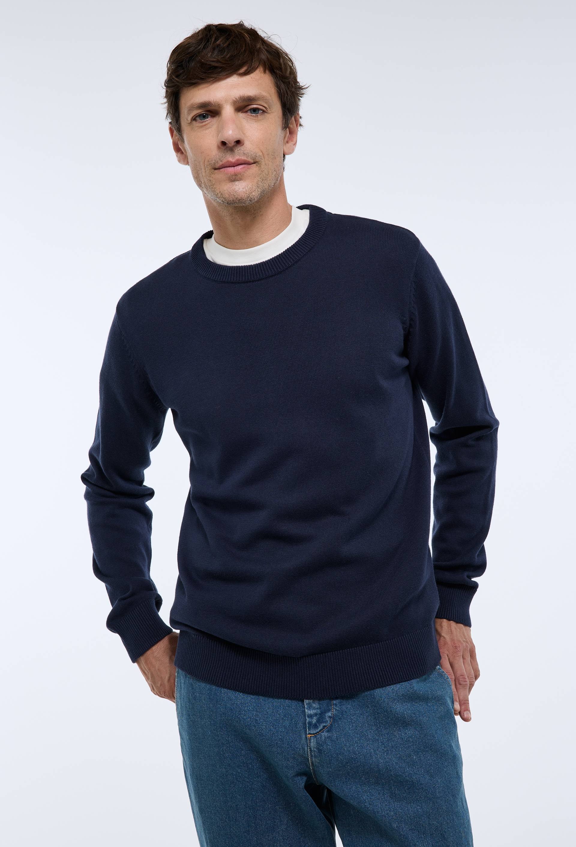 Pull col rond en coton BIO GOTS - MONOPRIX - Modalova
