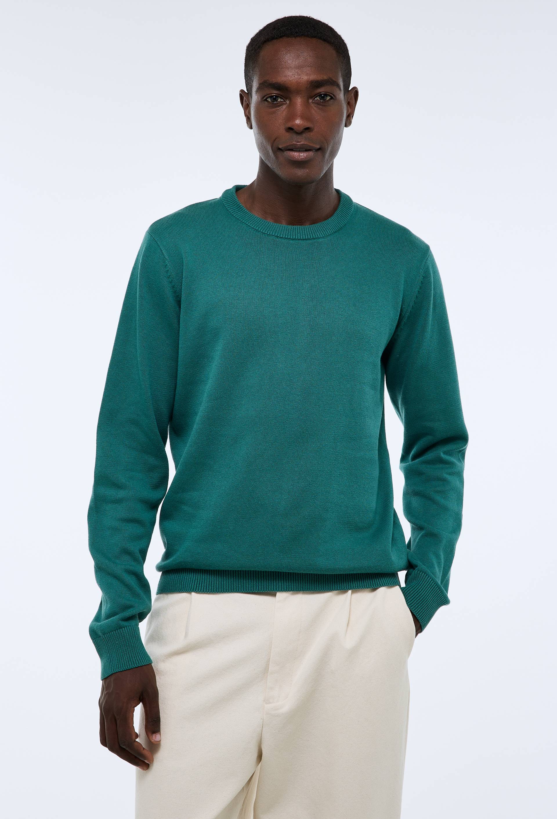 Pull col rond en coton BIO GOTS - MONOPRIX - Modalova