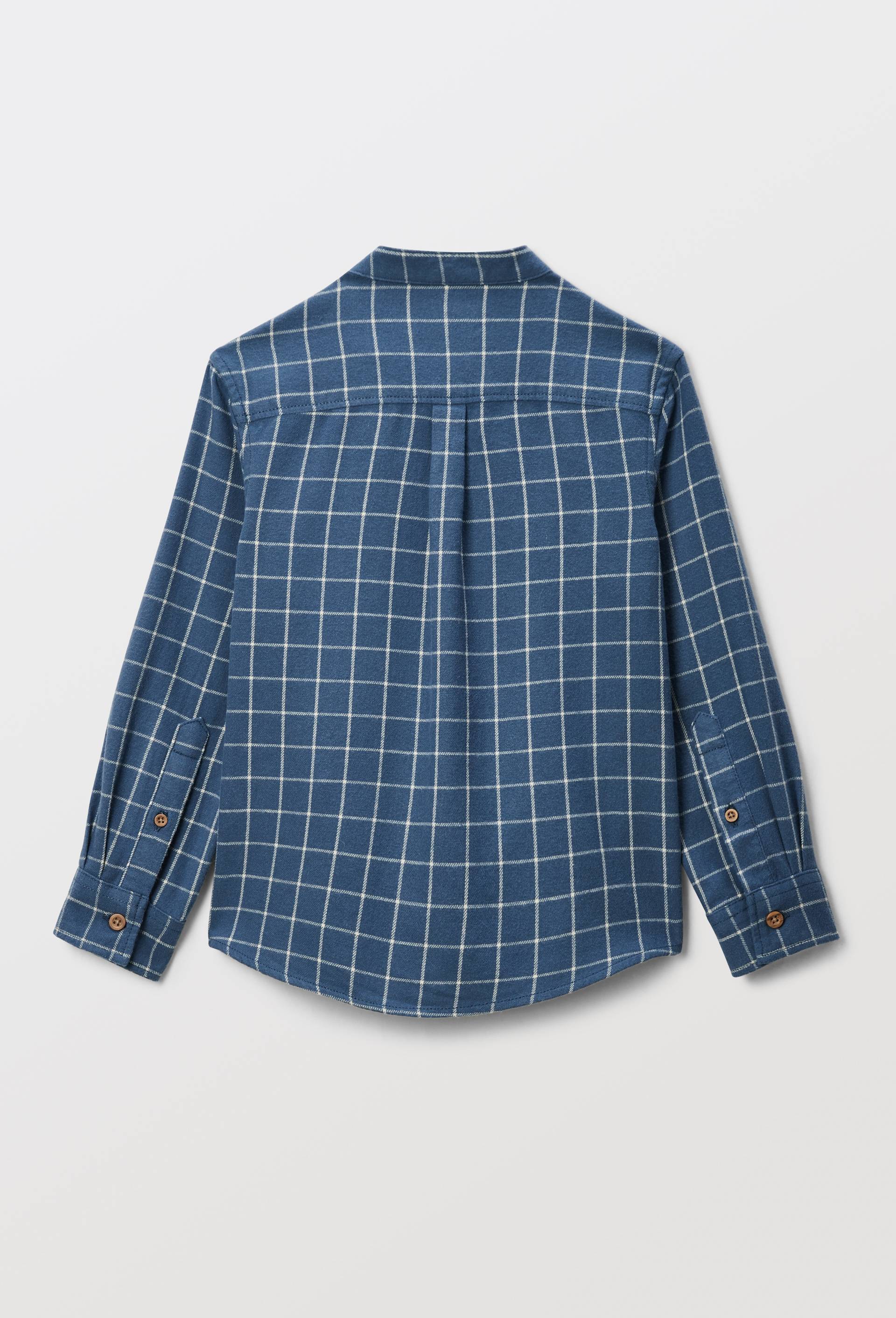 Chemise col mao &agrave; carreaux en coton, Bleu fonc&eacute;, large image number 1