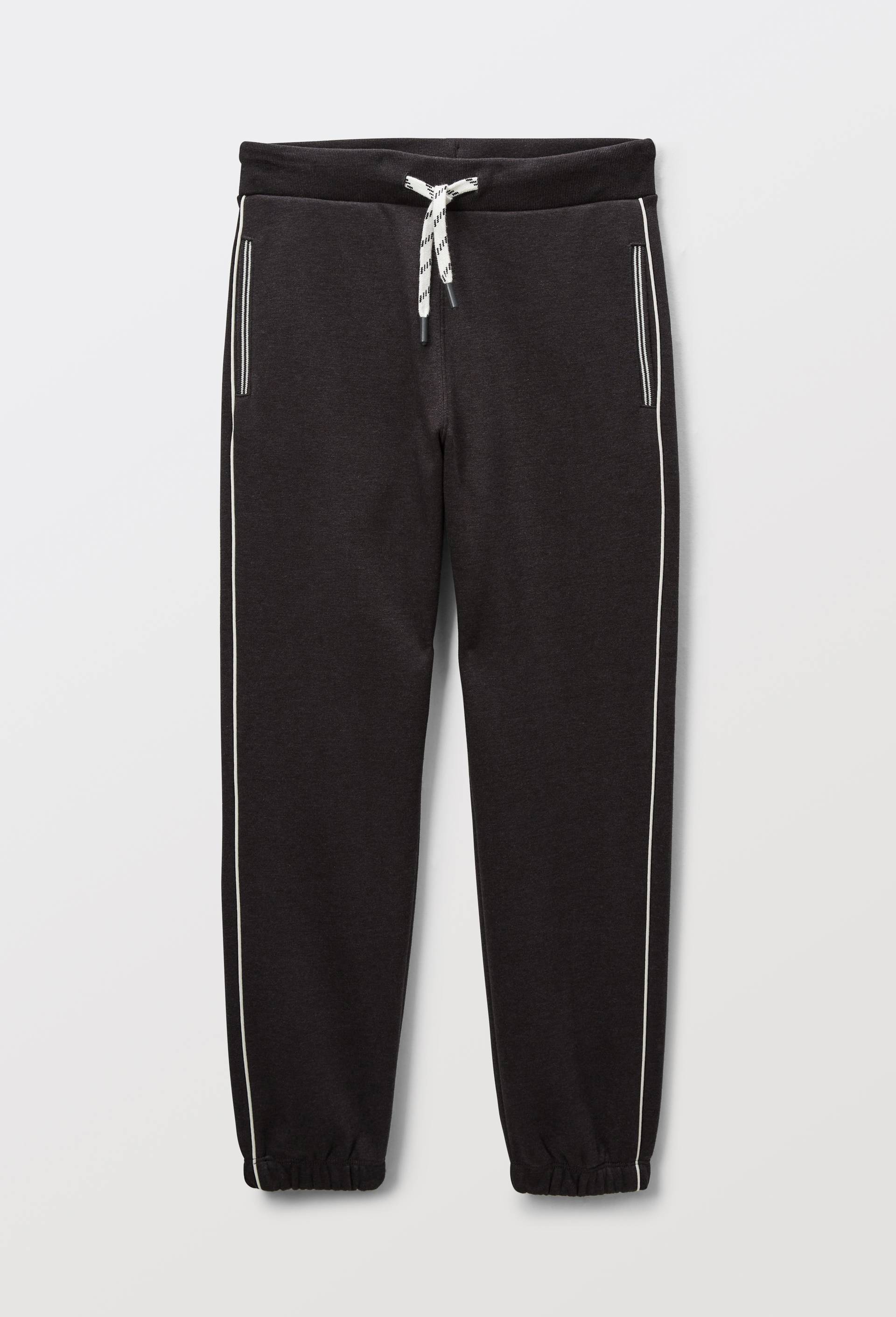 Jogging chaud uni en coton BIO GOTS, Gris foncé, swatch image