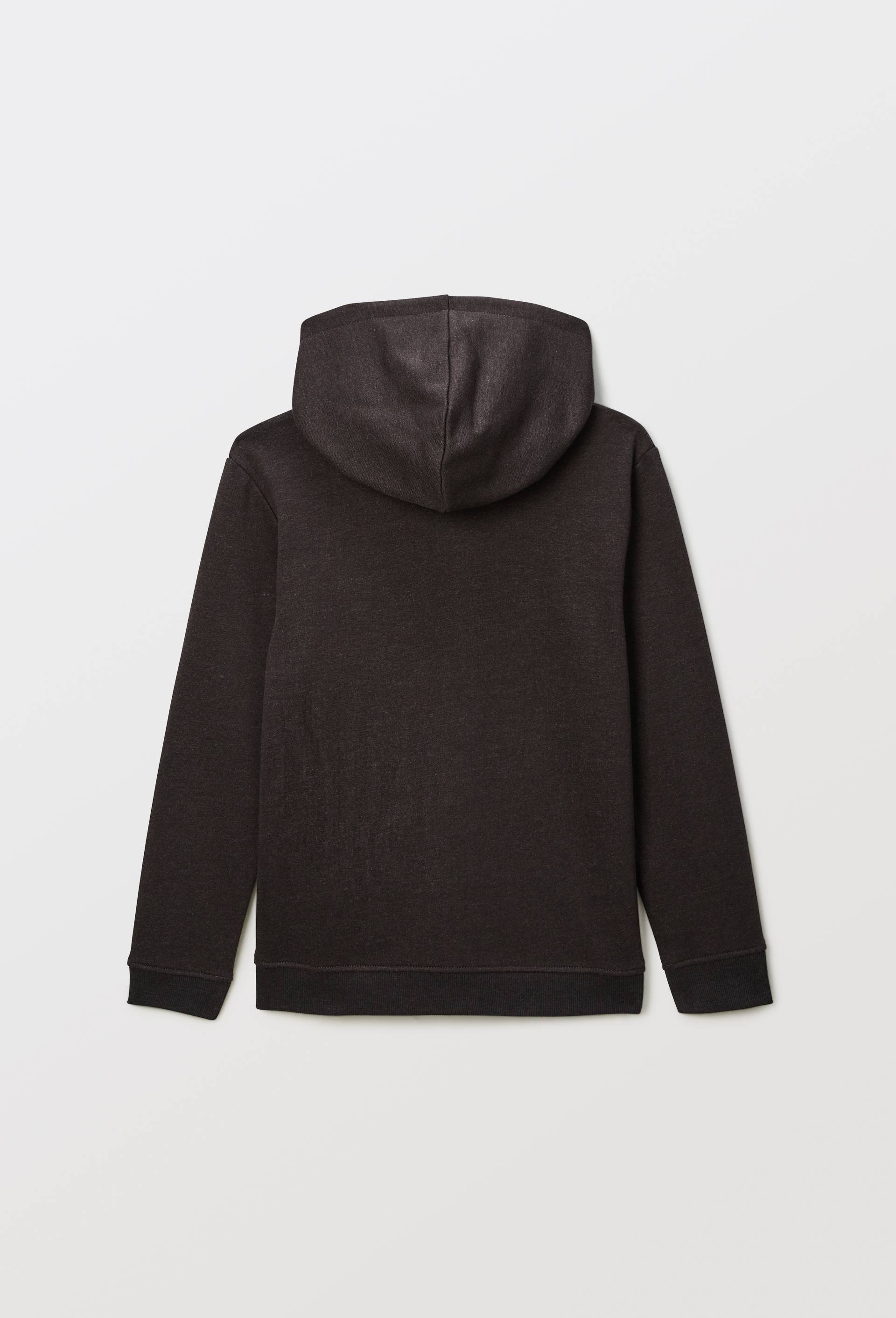 Sweat &agrave; capuche avec zip uni en coton BIO GOTS, Gris fonc&eacute;, large image number 1