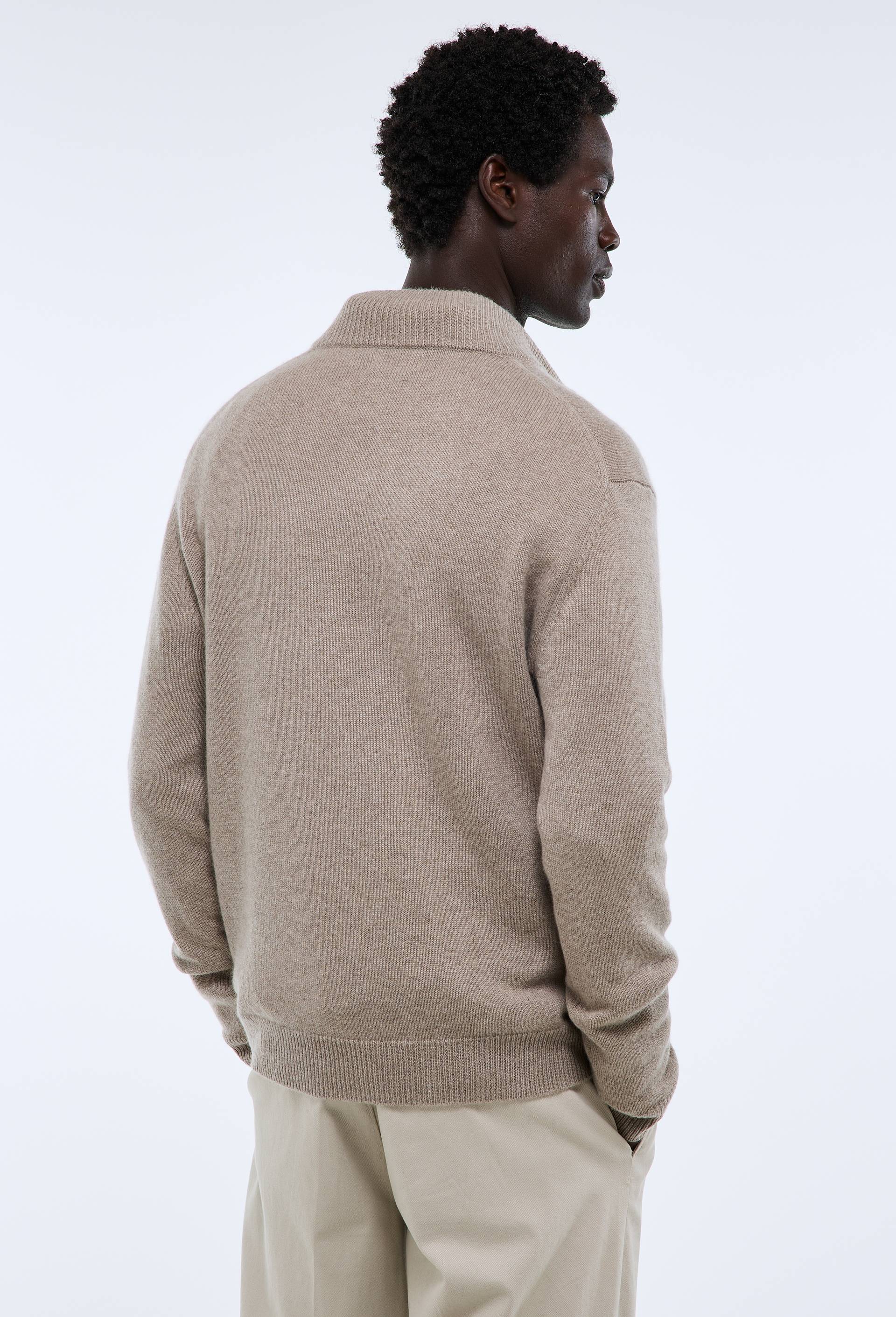Pull col camionneur en 100% cachemire, Beige, large image number 2.0