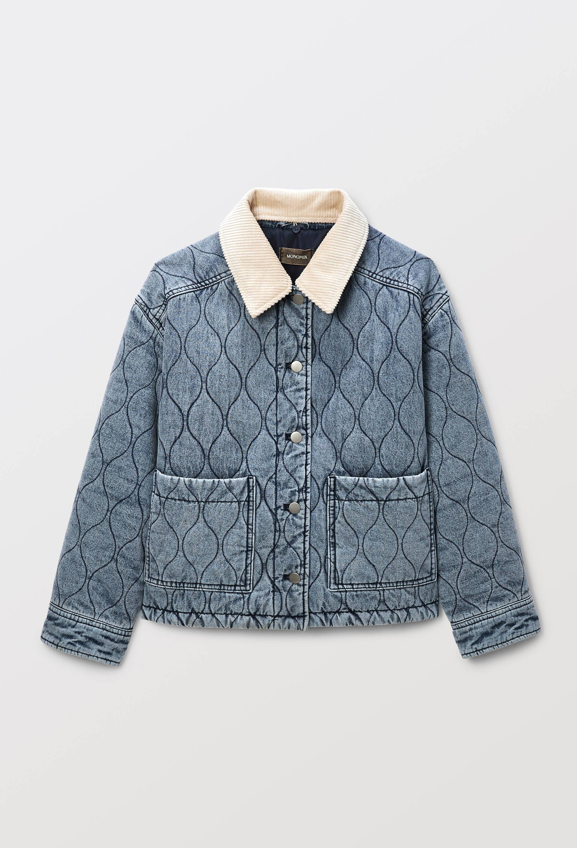 Veste matelass&eacute;e en jean, Bleu, large image number 2