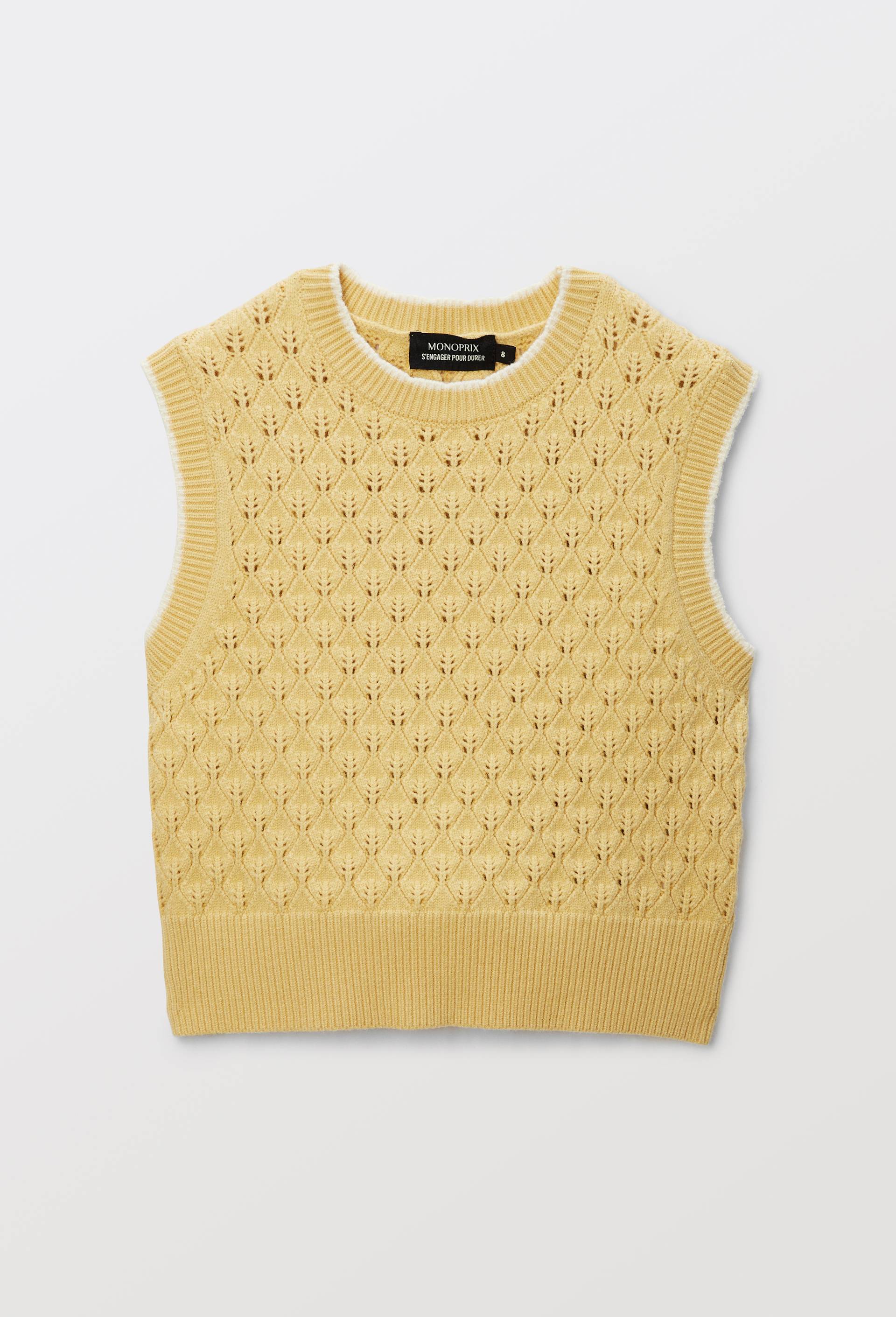 Pull sans manches uni, Jaune clair, swatch image