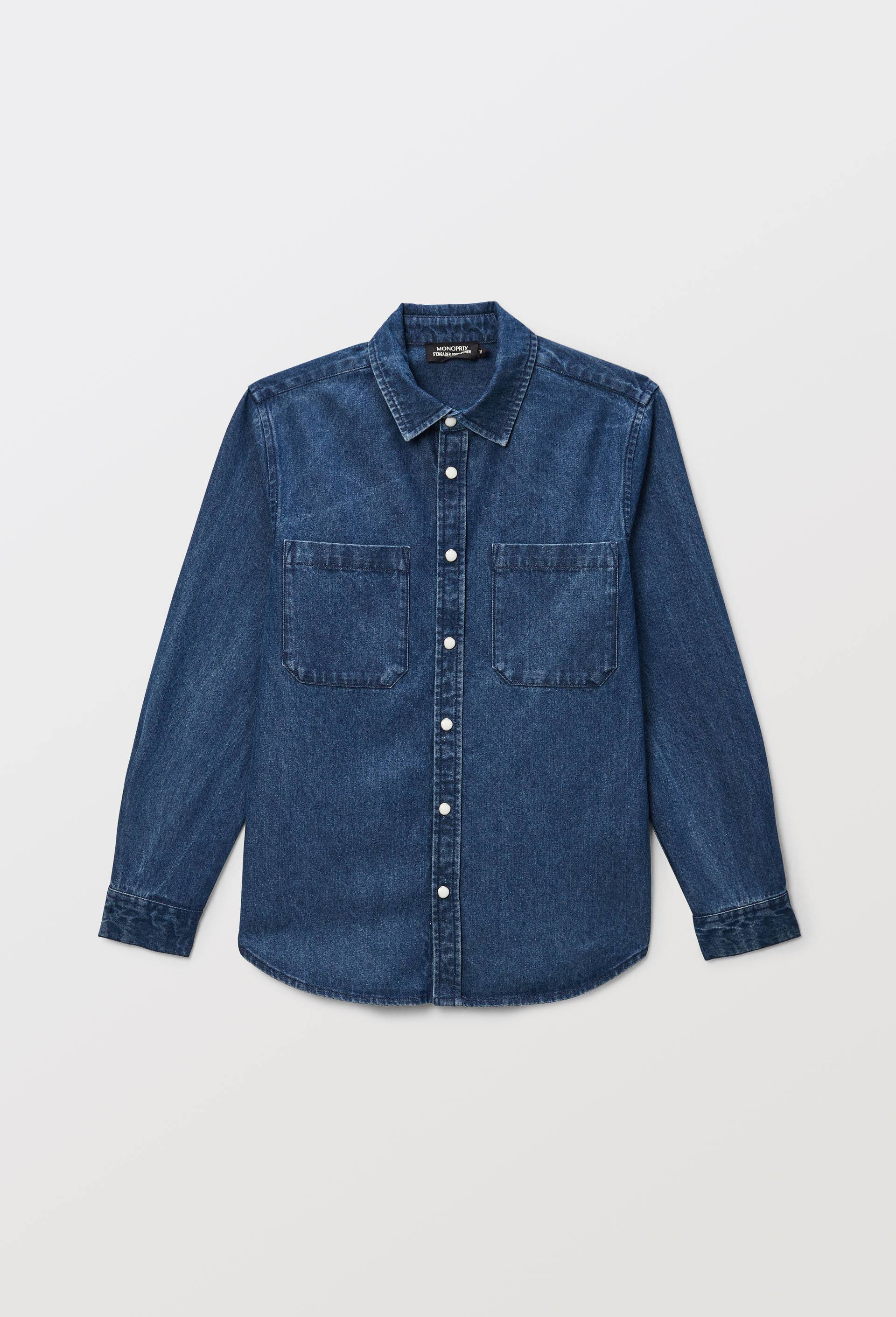 Chemise en jean en coton, Bleu fonc&eacute;, large image number 1