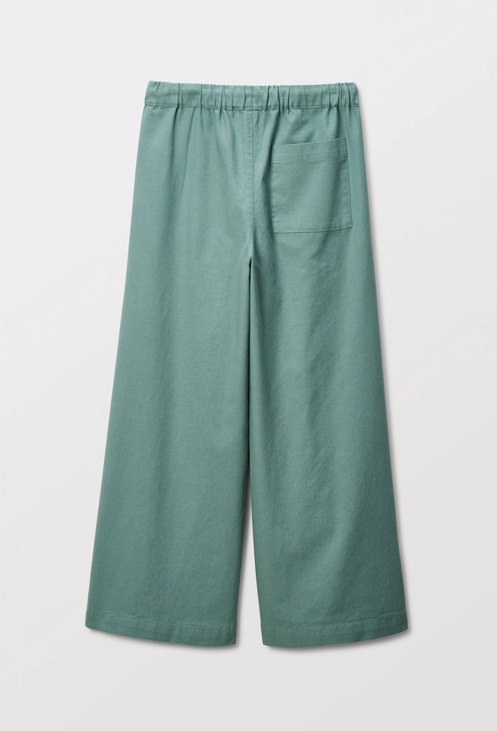 Pantalon taille &eacute;lastiqu&eacute;e fluide uni, Vert, large image number 1