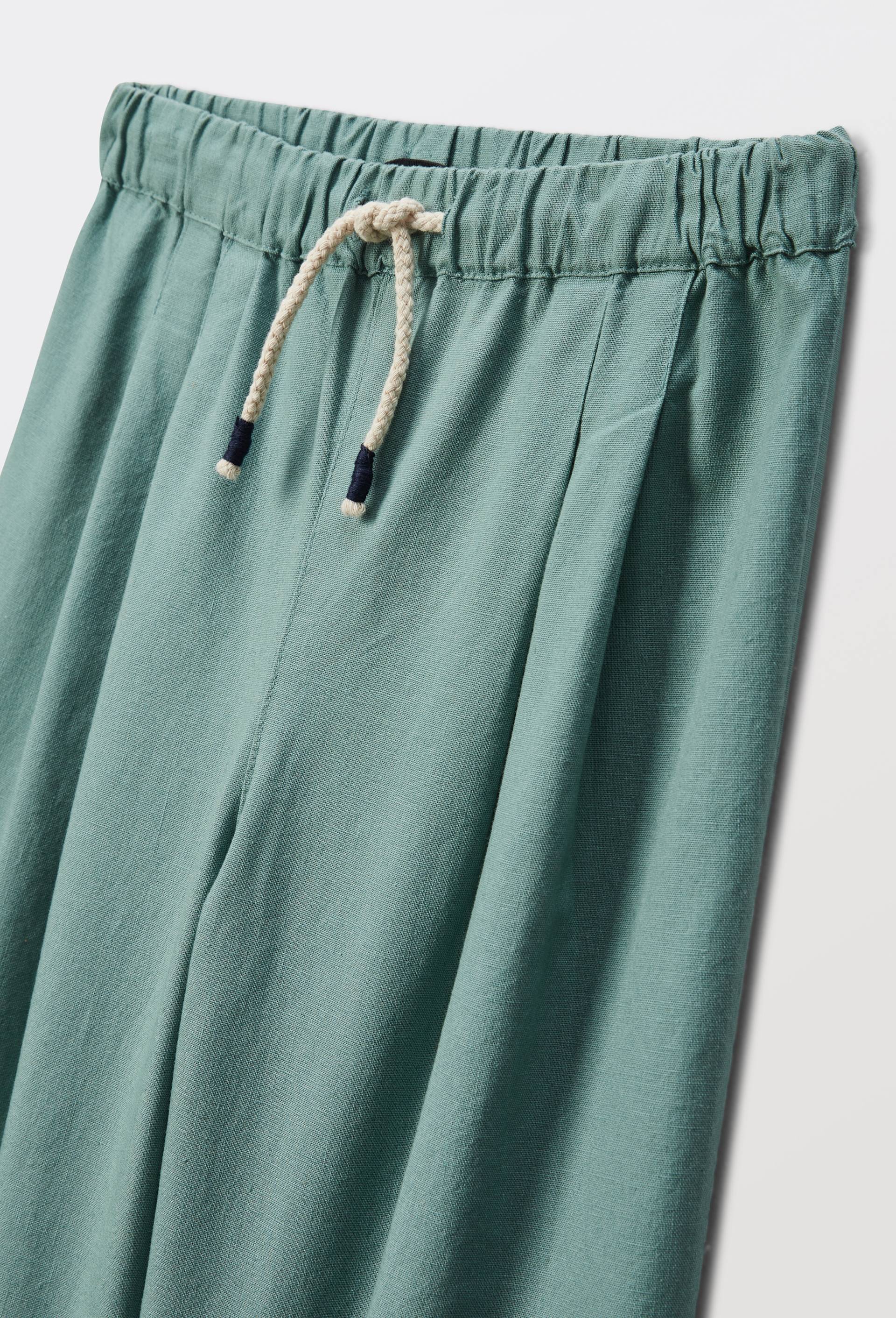 Pantalon taille &eacute;lastiqu&eacute;e fluide uni, Vert, large image number 2