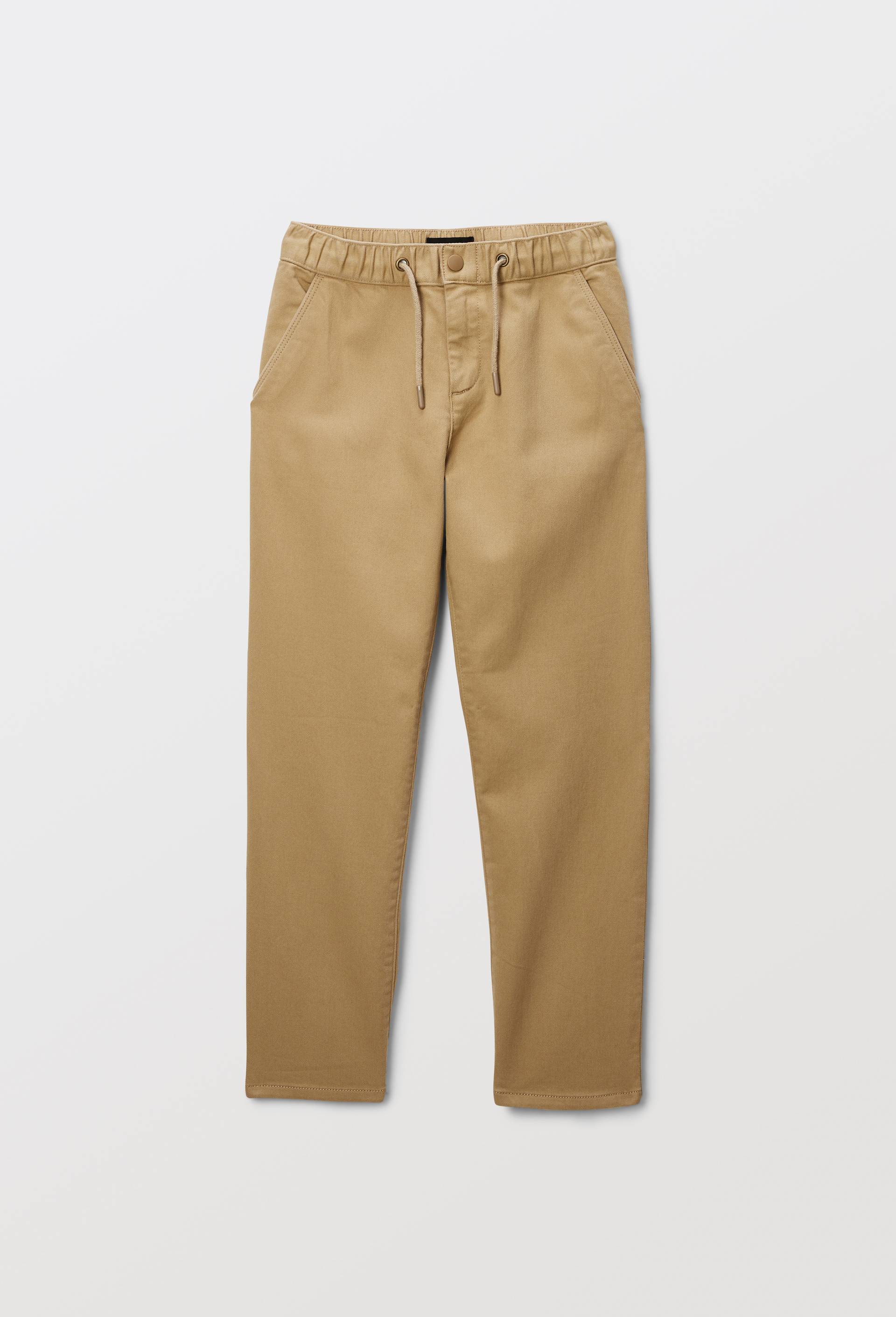 Pantalon droit &eacute;lastiqu&eacute; uni en coton BIO GOTS, Beige, large image number 0.0