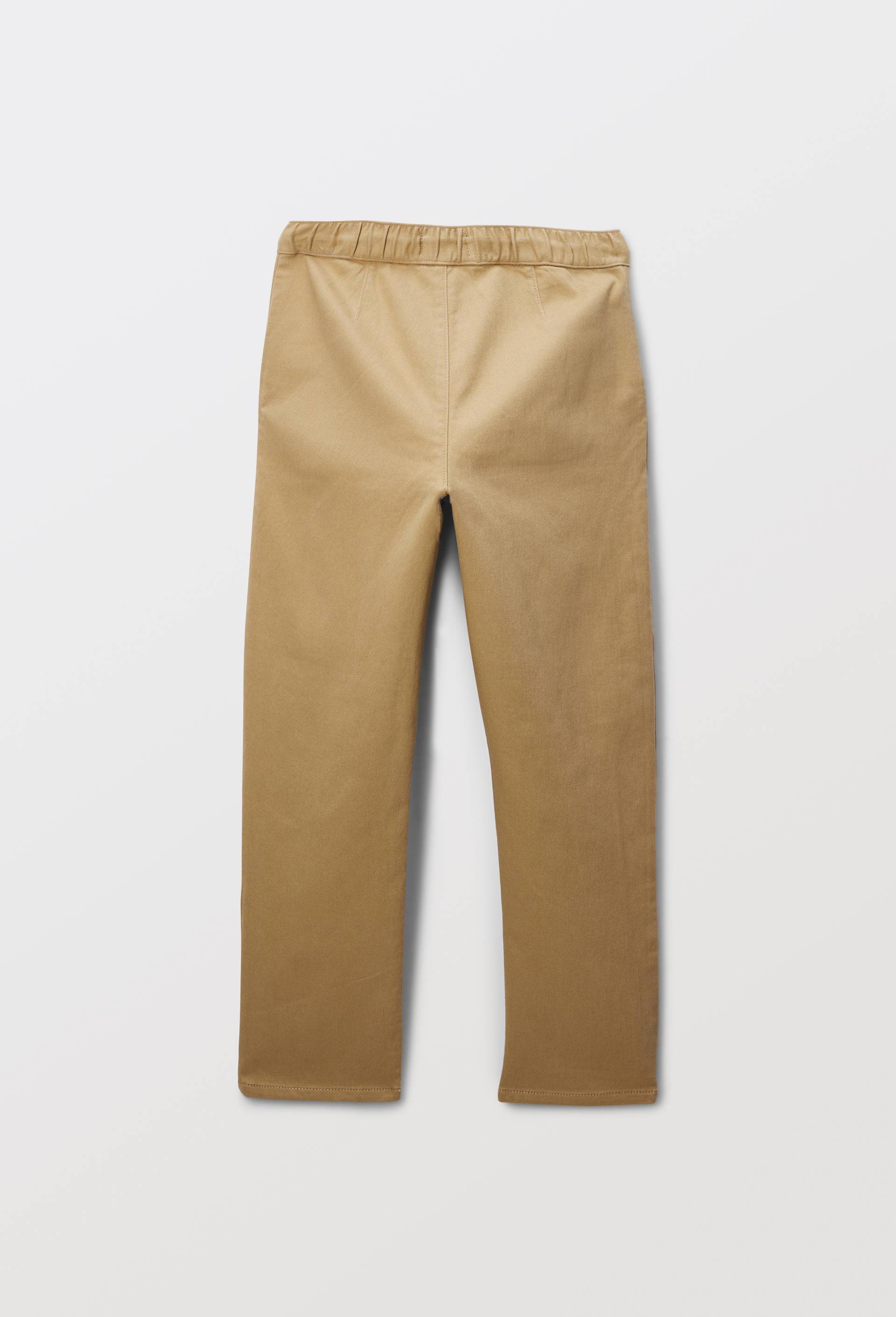 Pantalon droit &eacute;lastiqu&eacute; uni en coton BIO GOTS, Beige, large image number 1