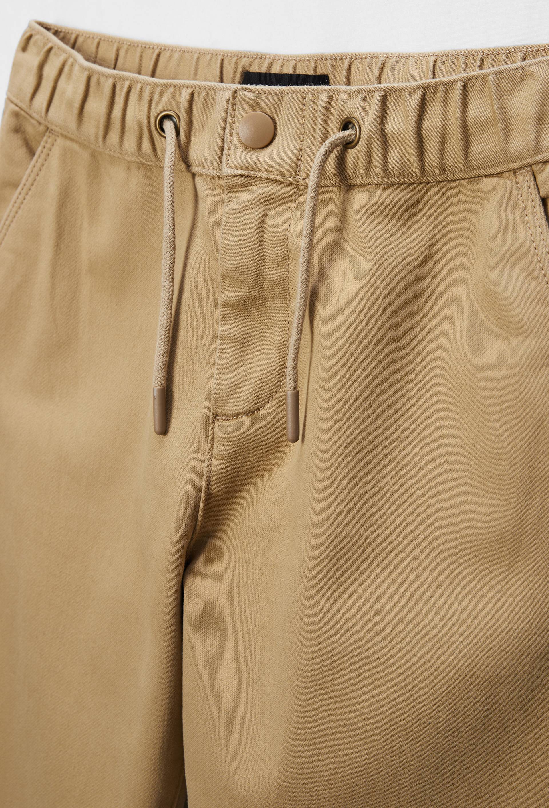 Pantalon droit &eacute;lastiqu&eacute; uni en coton BIO GOTS, Beige, large image number 2.0