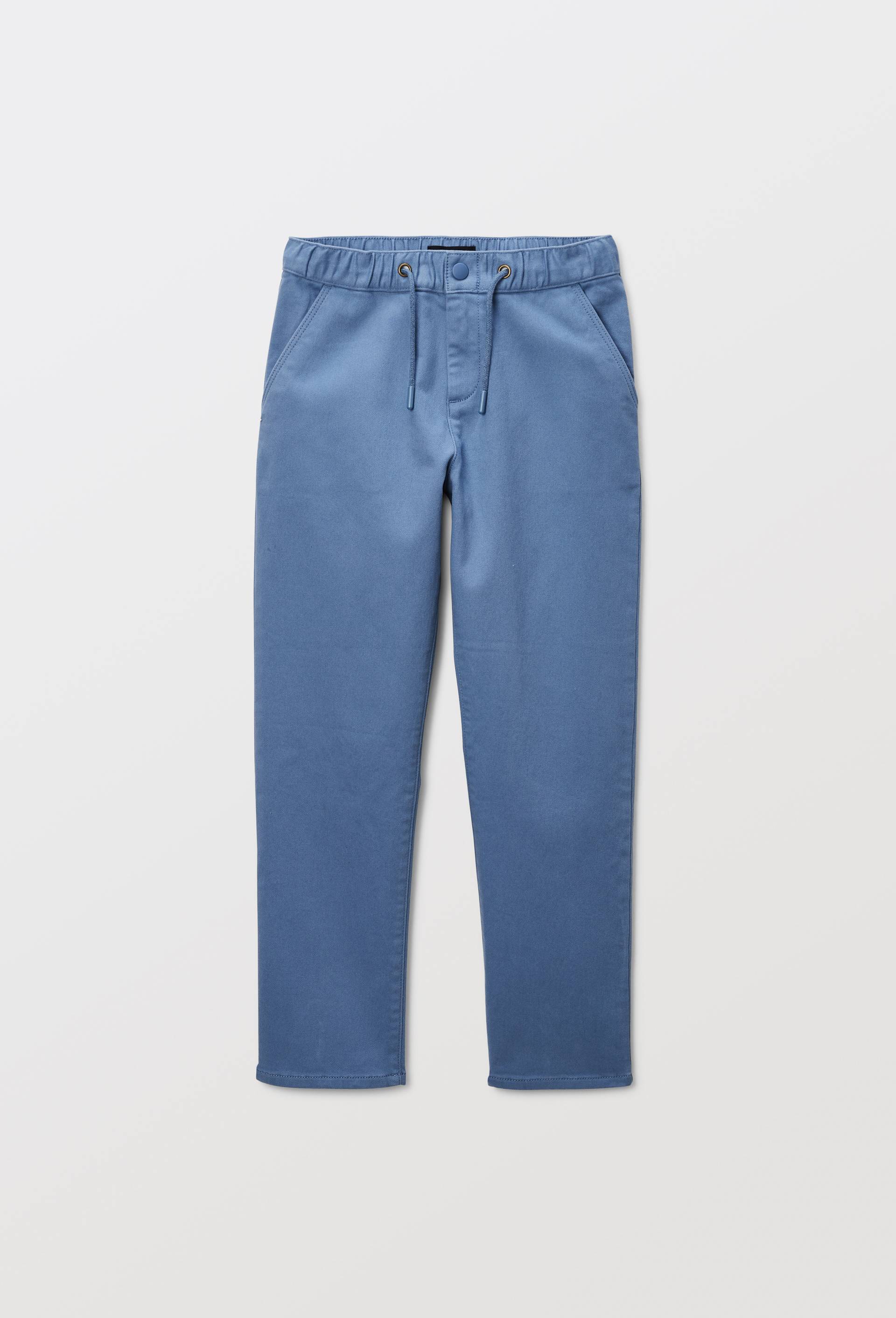 Pantalon droit &eacute;lastiqu&eacute; uni en coton BIO GOTS, Bleu, large image number 0.0