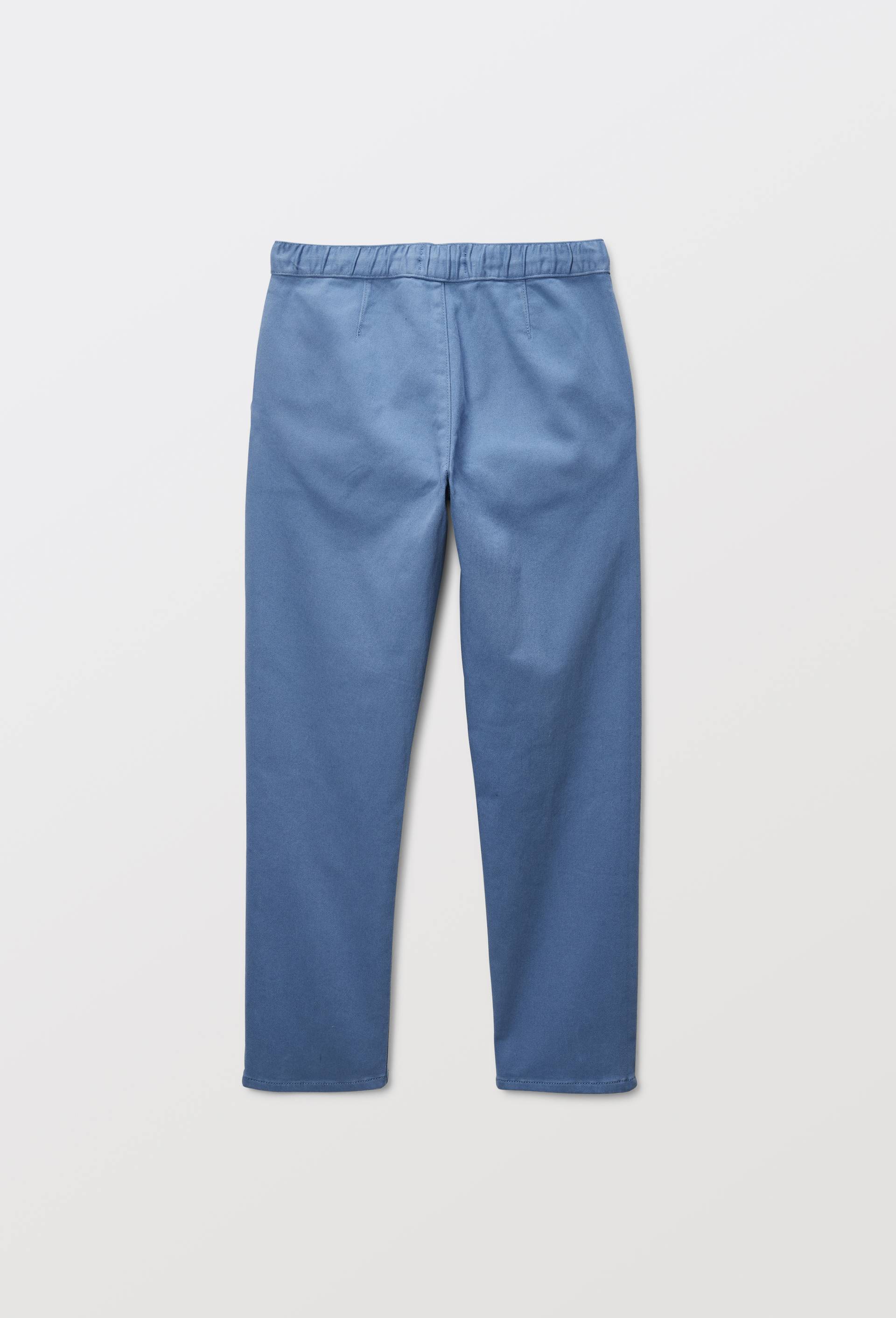 Pantalon droit &eacute;lastiqu&eacute; uni en coton BIO GOTS, Bleu, large image number 1