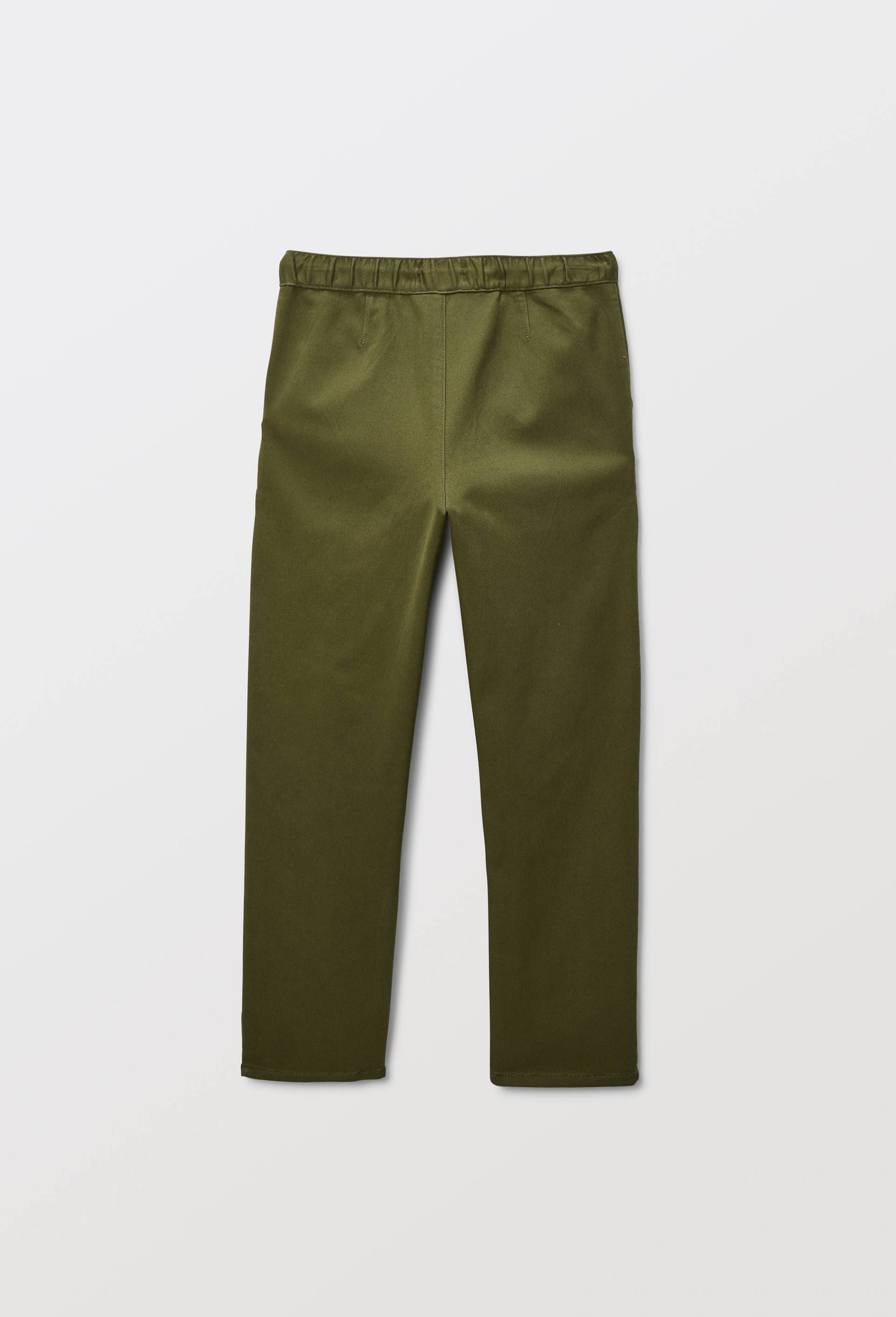 Pantalon droit &eacute;lastiqu&eacute; uni en coton BIO GOTS, Vert fonc&eacute;, large image number 1