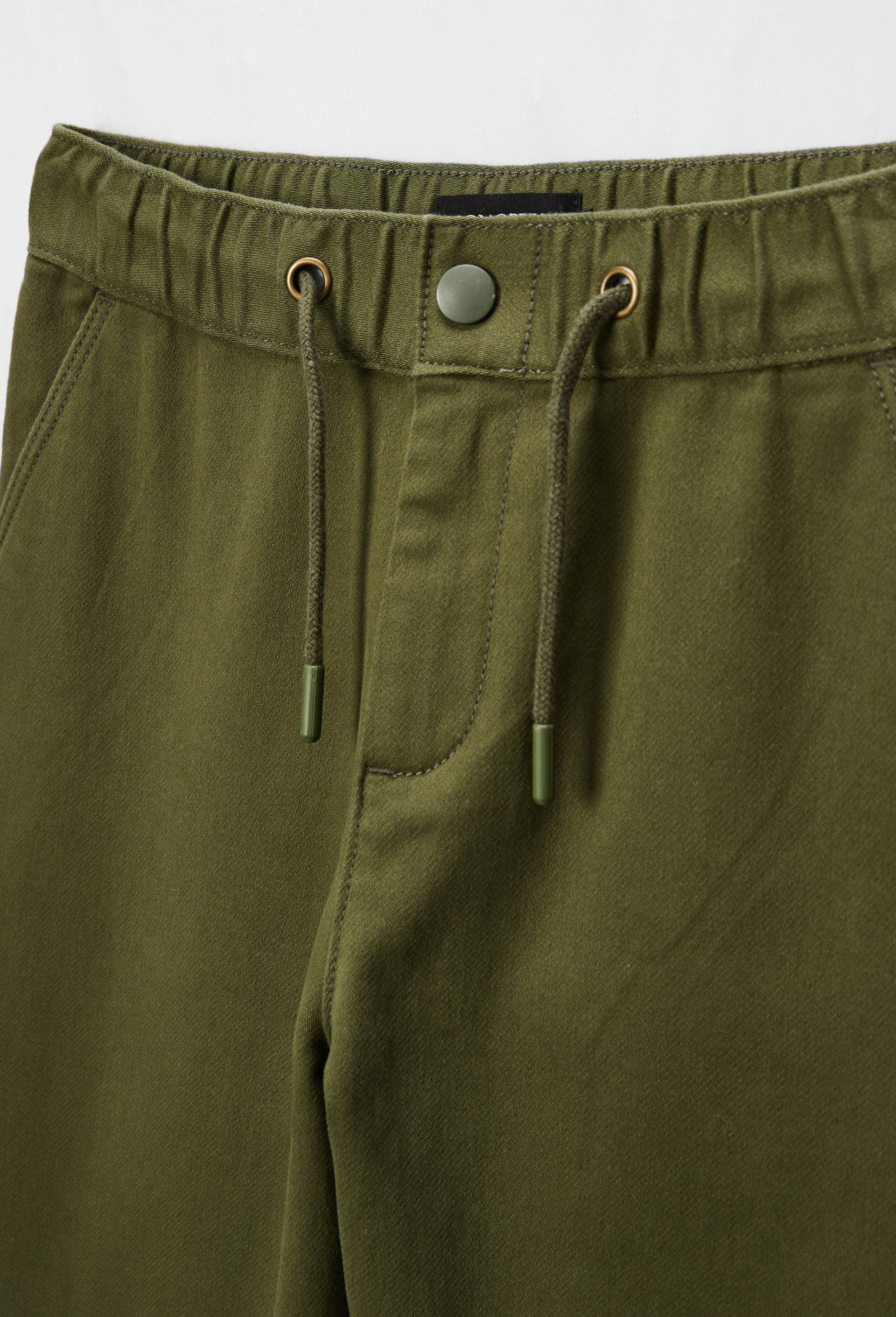Pantalon droit &eacute;lastiqu&eacute; uni en coton BIO GOTS, Vert fonc&eacute;, large image number 2