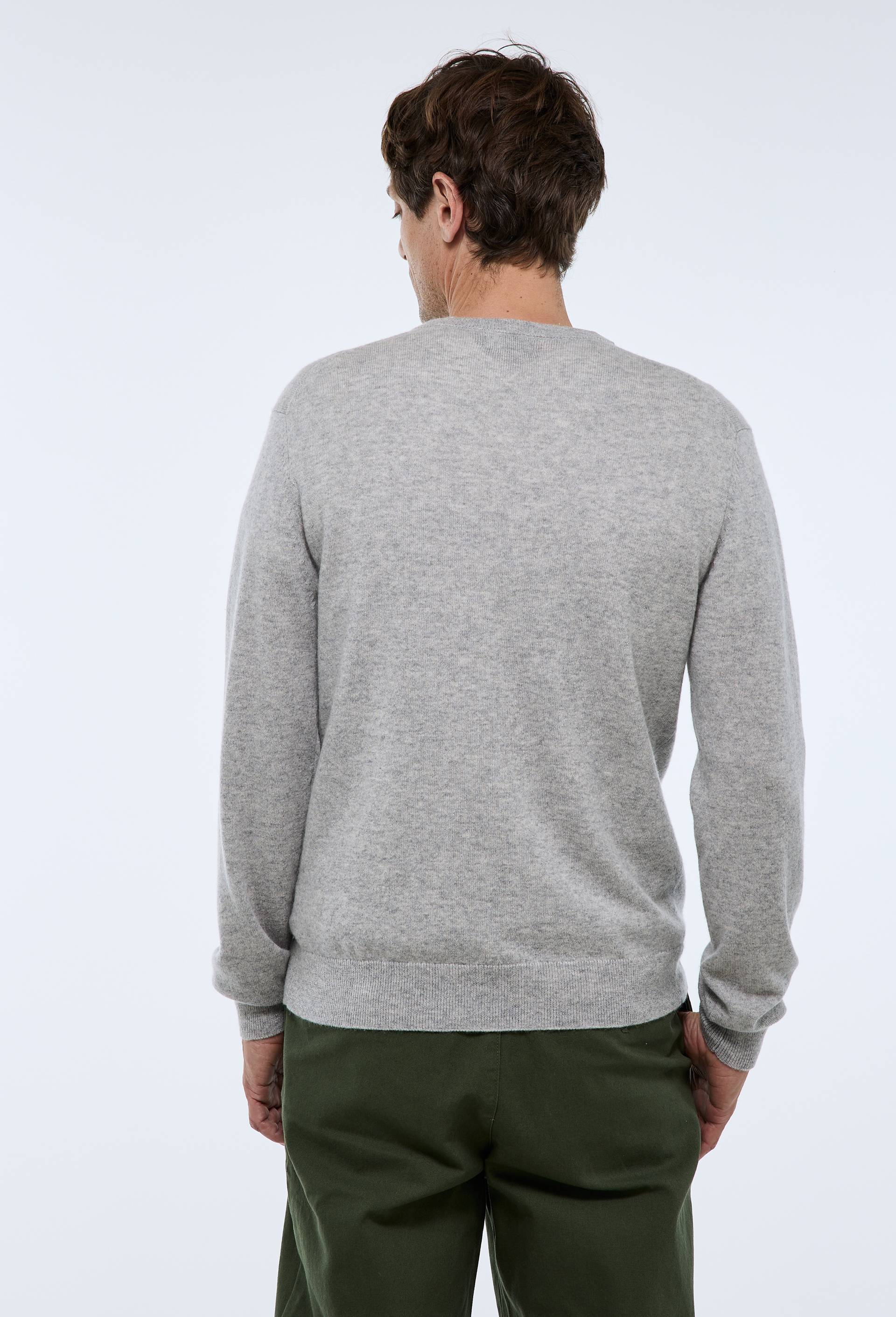 Pull col V en m&eacute;lange laine et cachemire, Gris, large image number 1