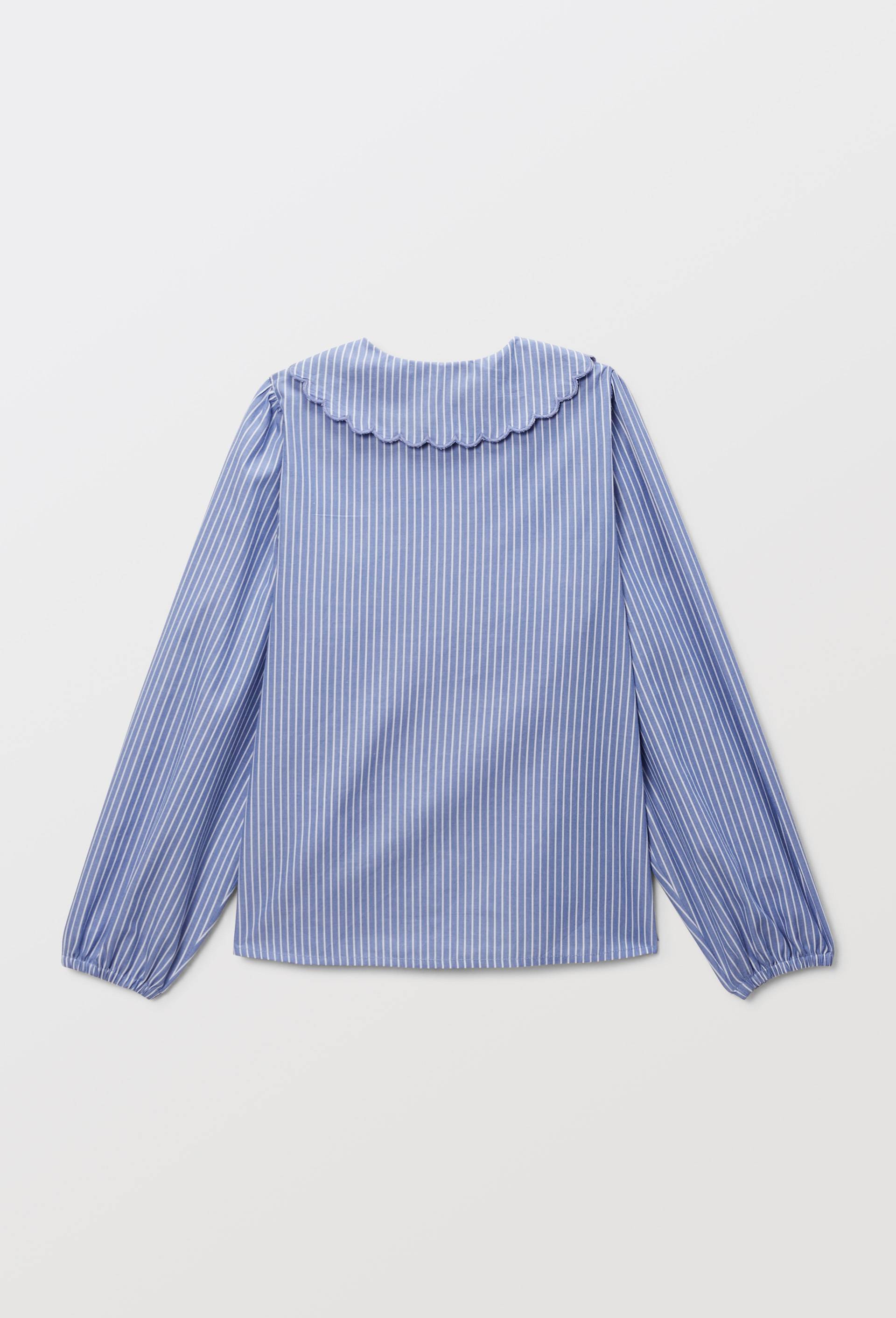 Chemise ray&eacute;e &agrave; col claudine, Bleu clair, large image number 3