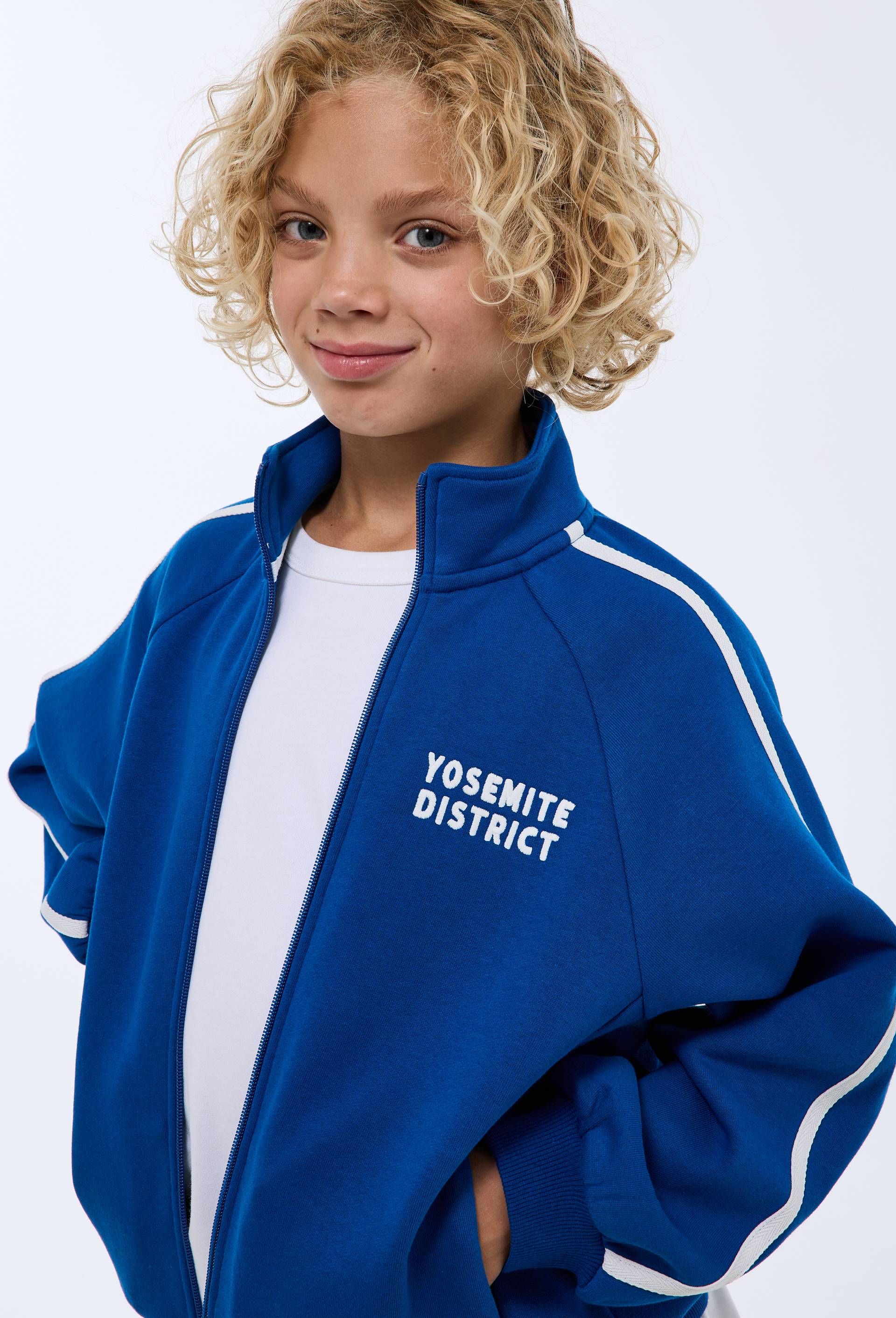 Veste de sport en molleton en coton, Bleu, large image number 0.0