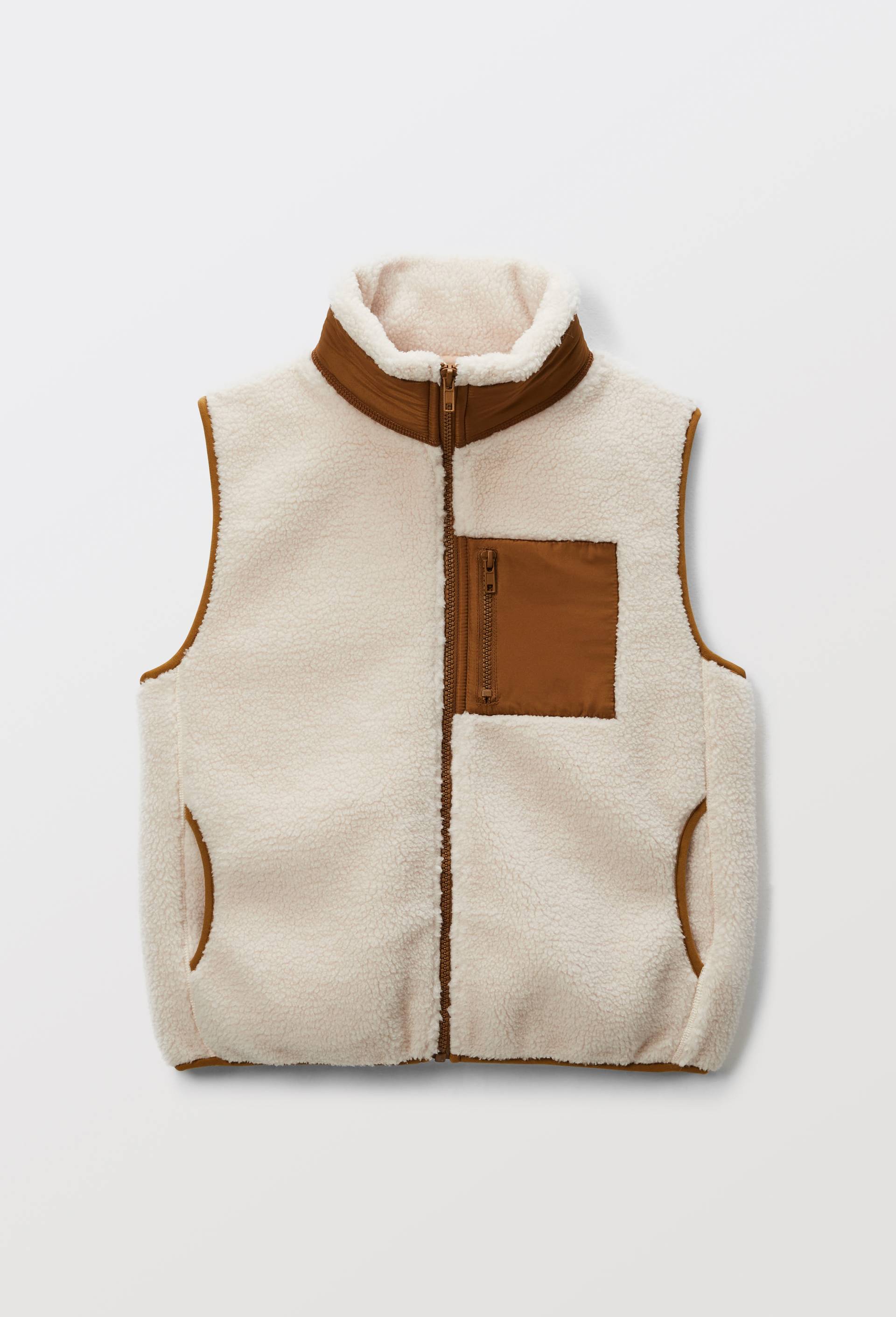 Veste sans manches uni en sherpa, Ecru, large image number 0