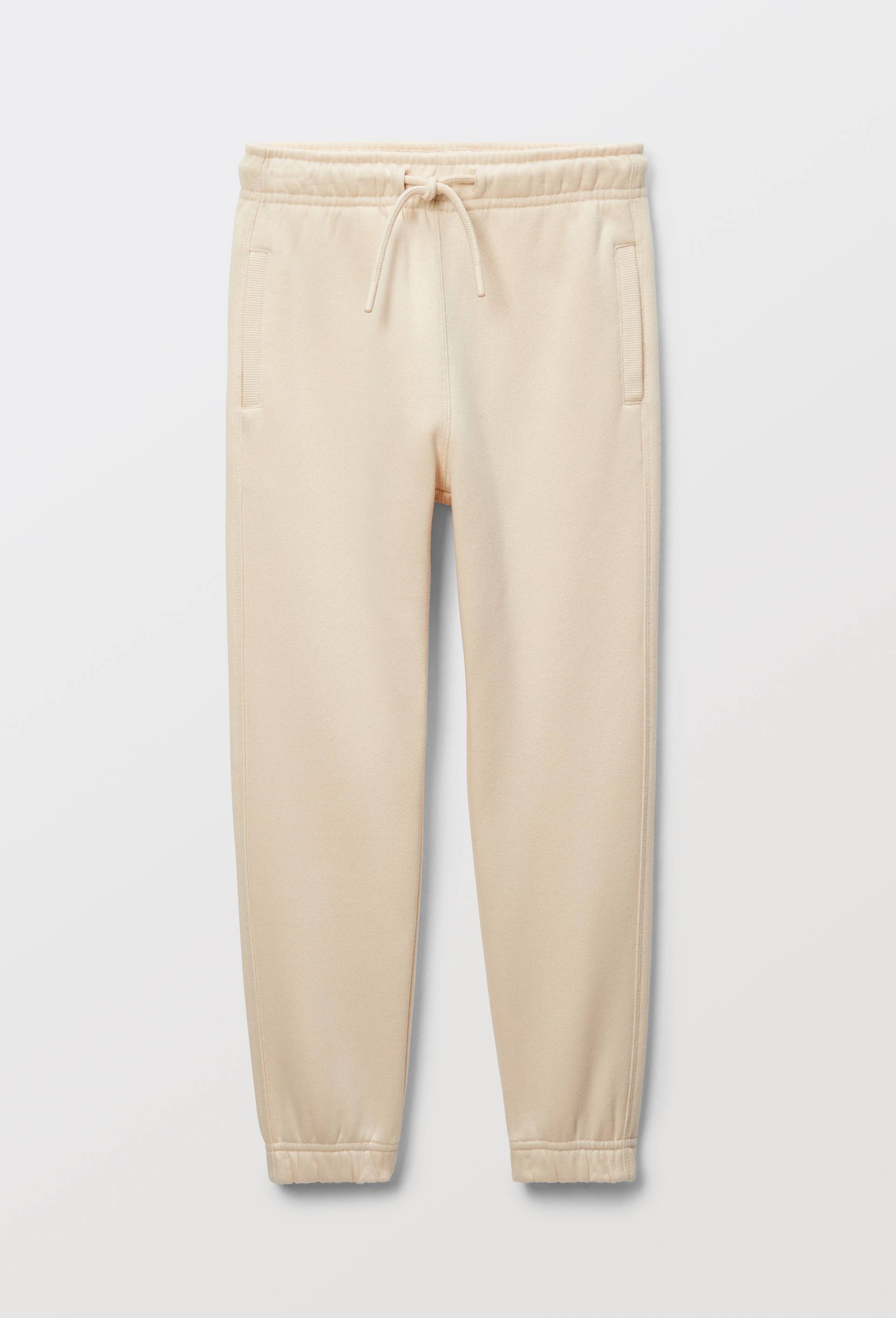 Jogging en molleton uni en coton BIO GOTS, Beige clair, swatch image