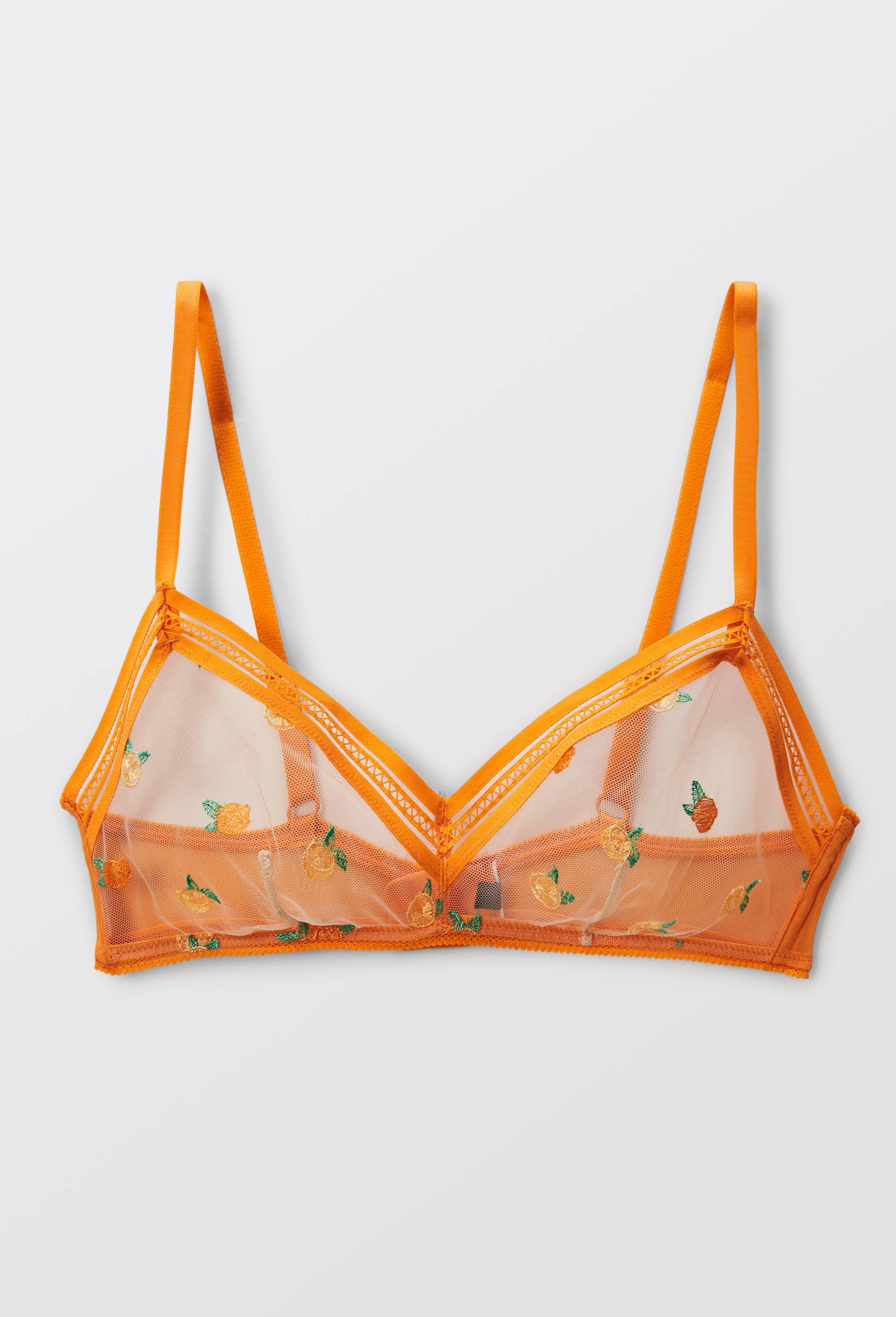 Soutien-gorge triangle CLEO en tulle brod&eacute;, Orange, large image number 2