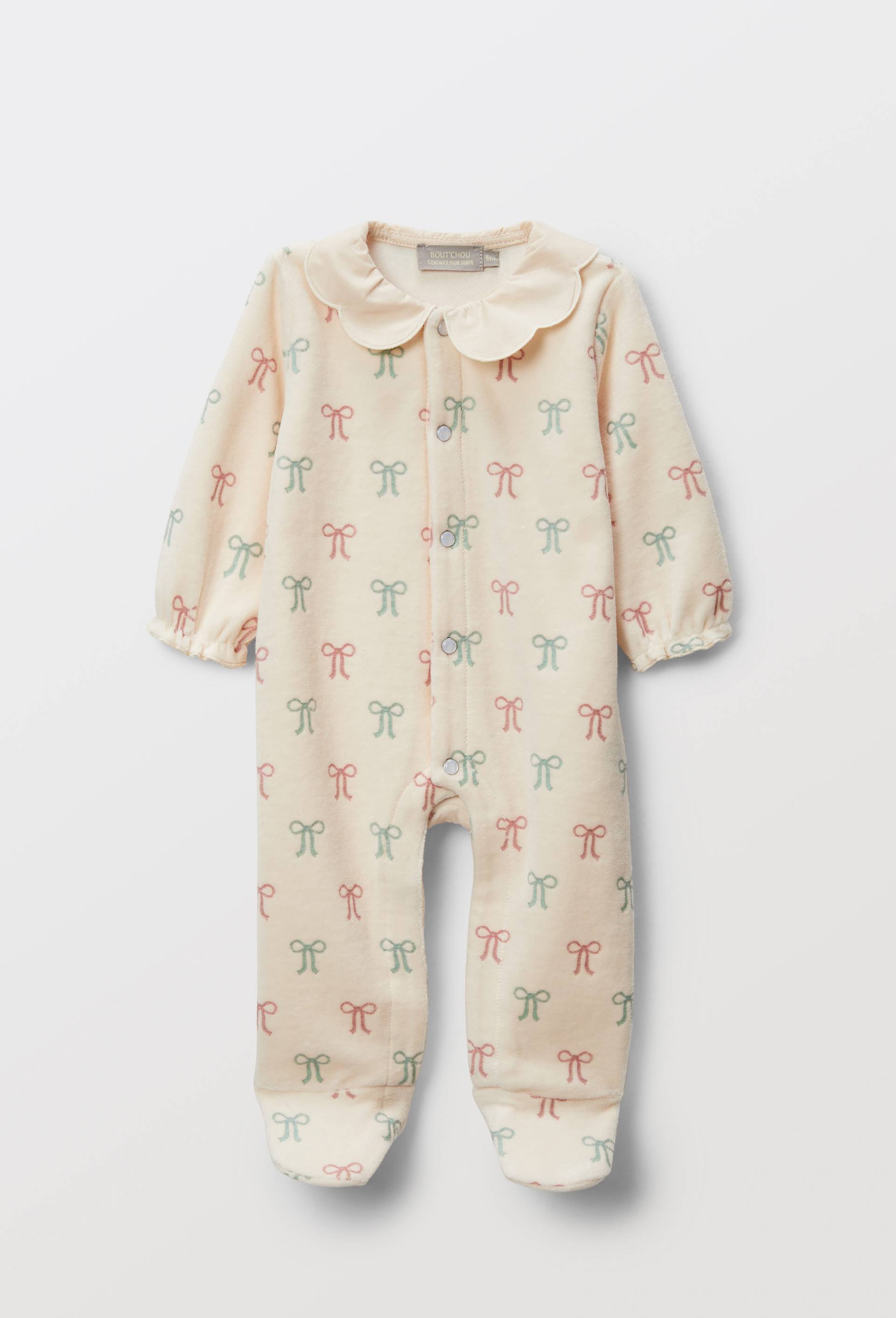 Dors-bien à pieds en coton BIO GOTS BEIGE CLAIR pour bébé BOUT'CHOU