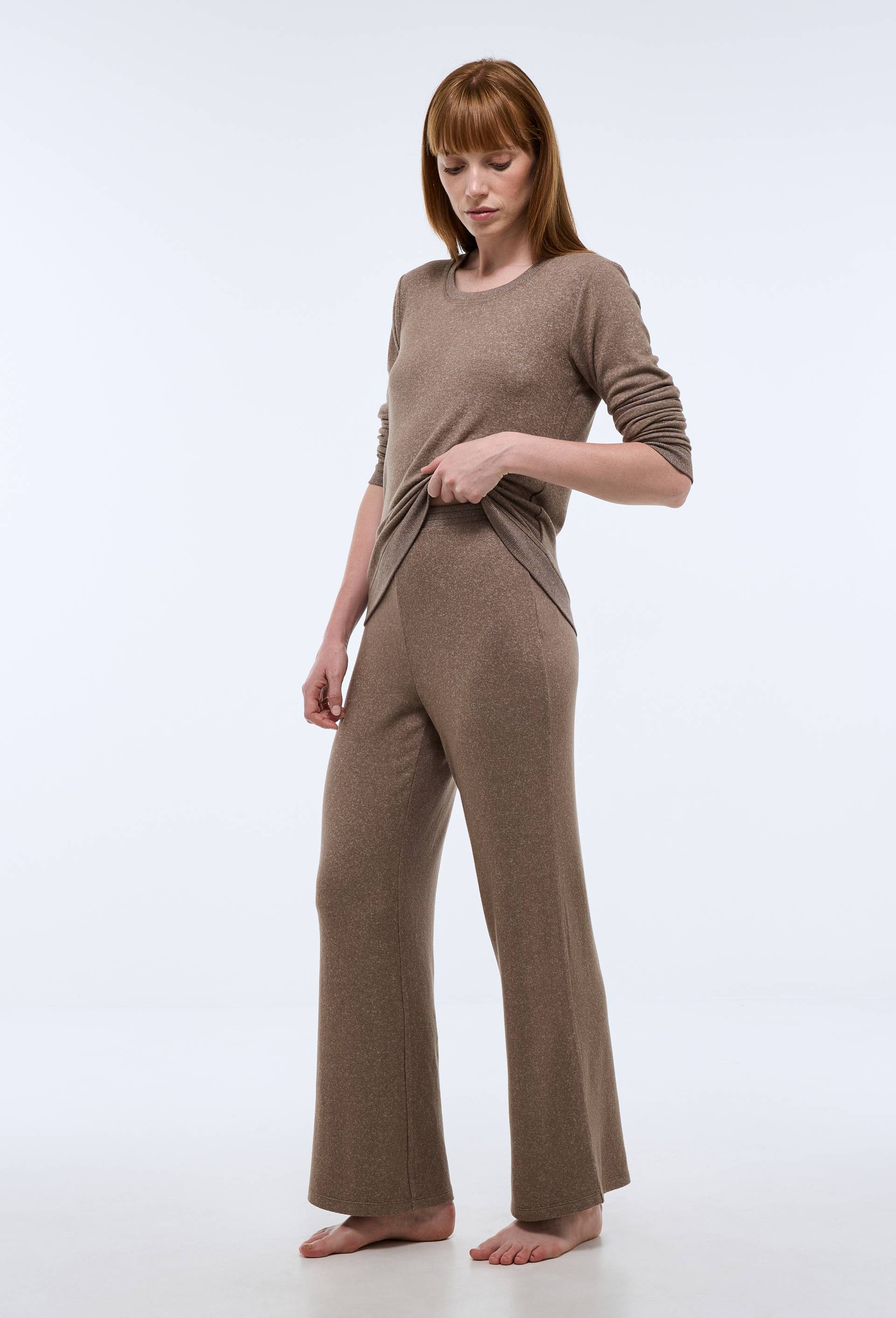 Pantalon large uni tout doux, Beige, large image number 0