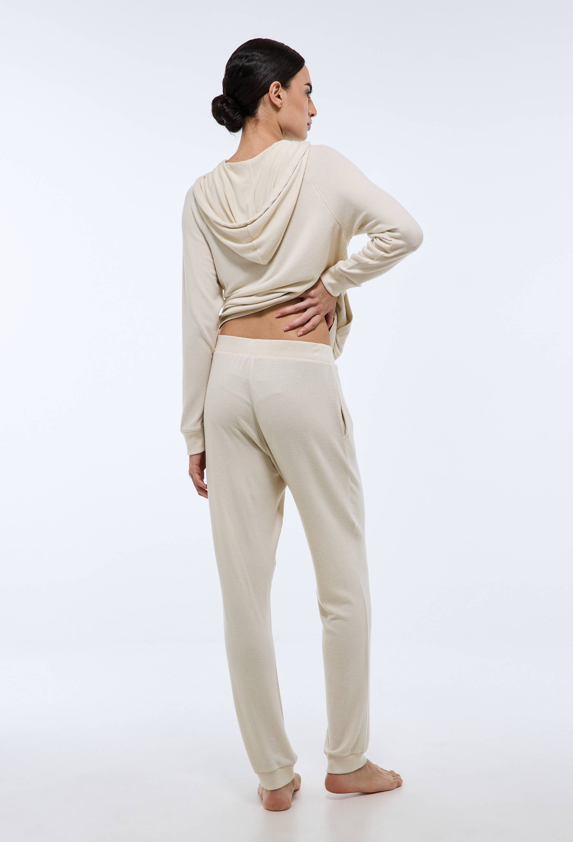 Pantalon droit uni tout doux, Ecru, large image number 1.0