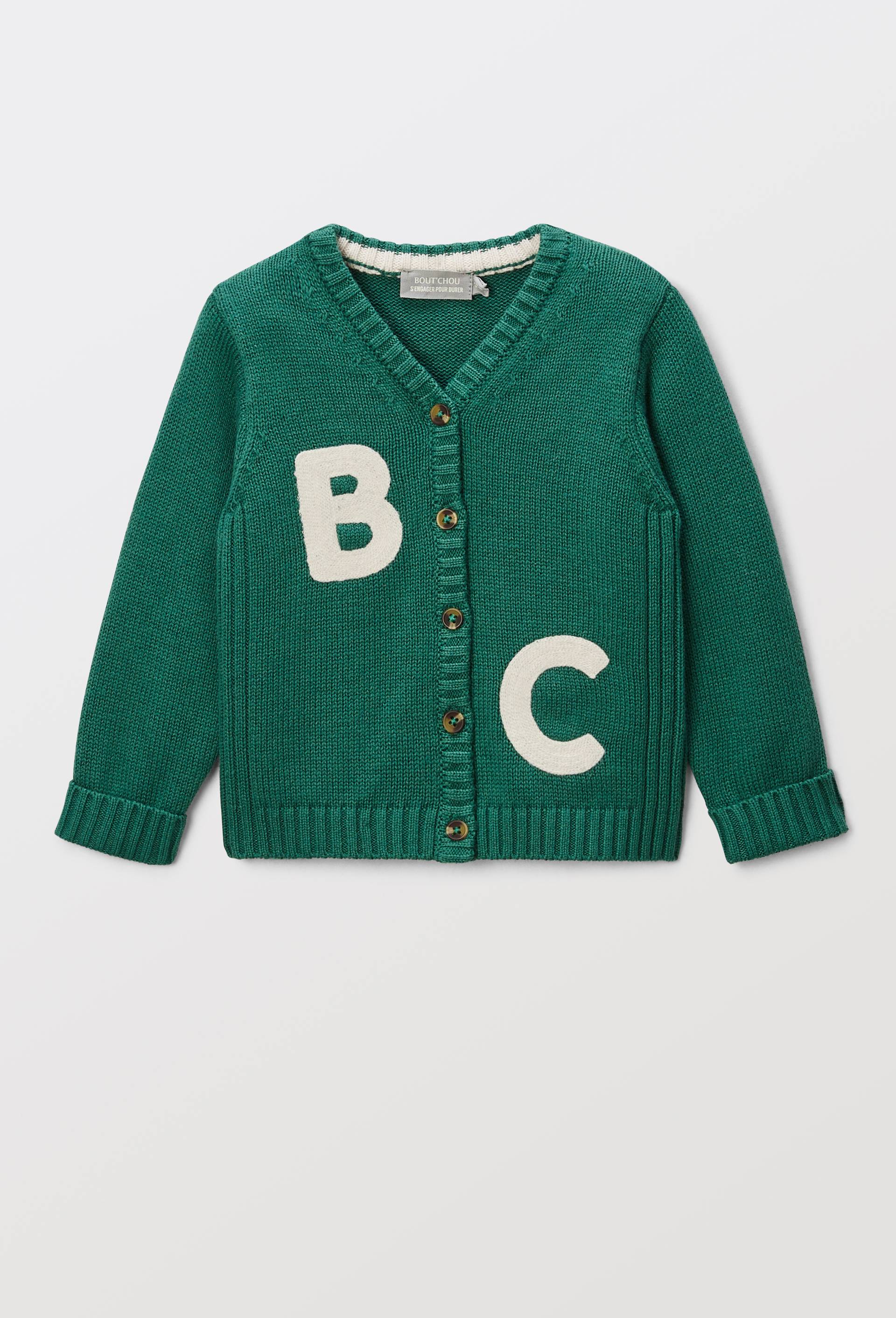 Cardigan tricot contenant du coton, Vert, large image number 0