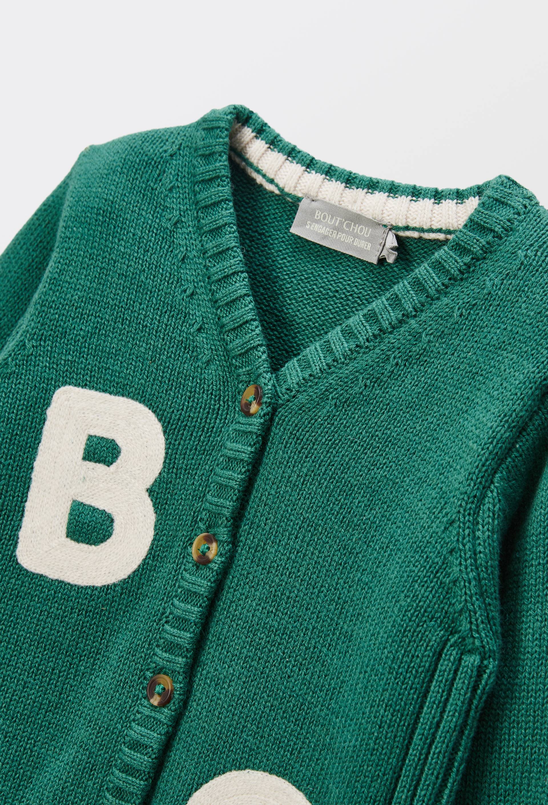 Cardigan tricot contenant du coton, Vert, large image number 2